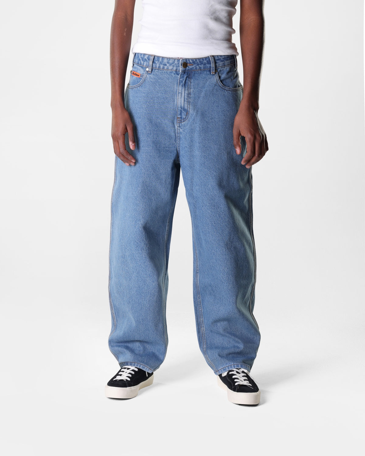 Baggy Denim Jeans, Washed Indigo