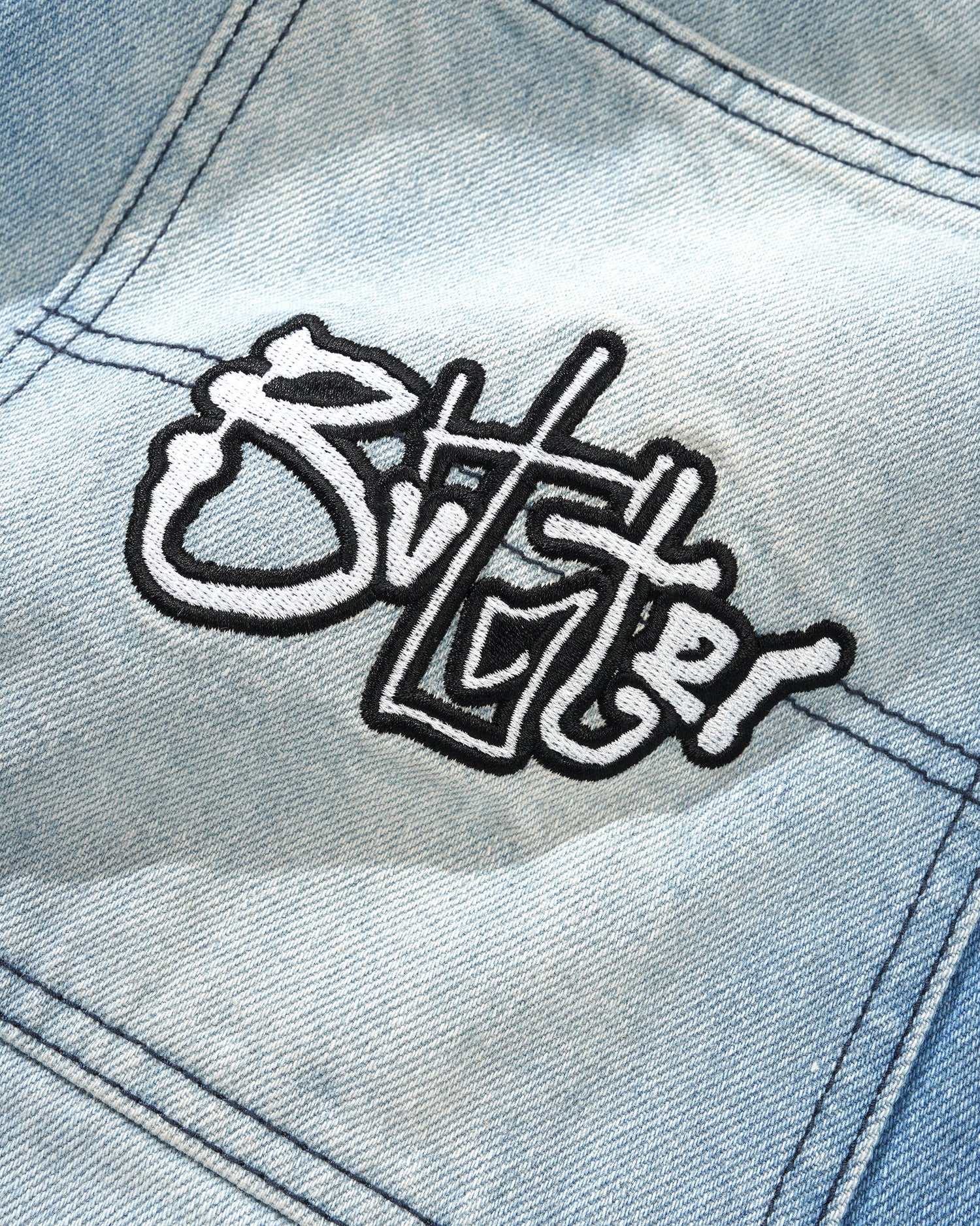Scribble Denim Shorts, Faded Light Blue