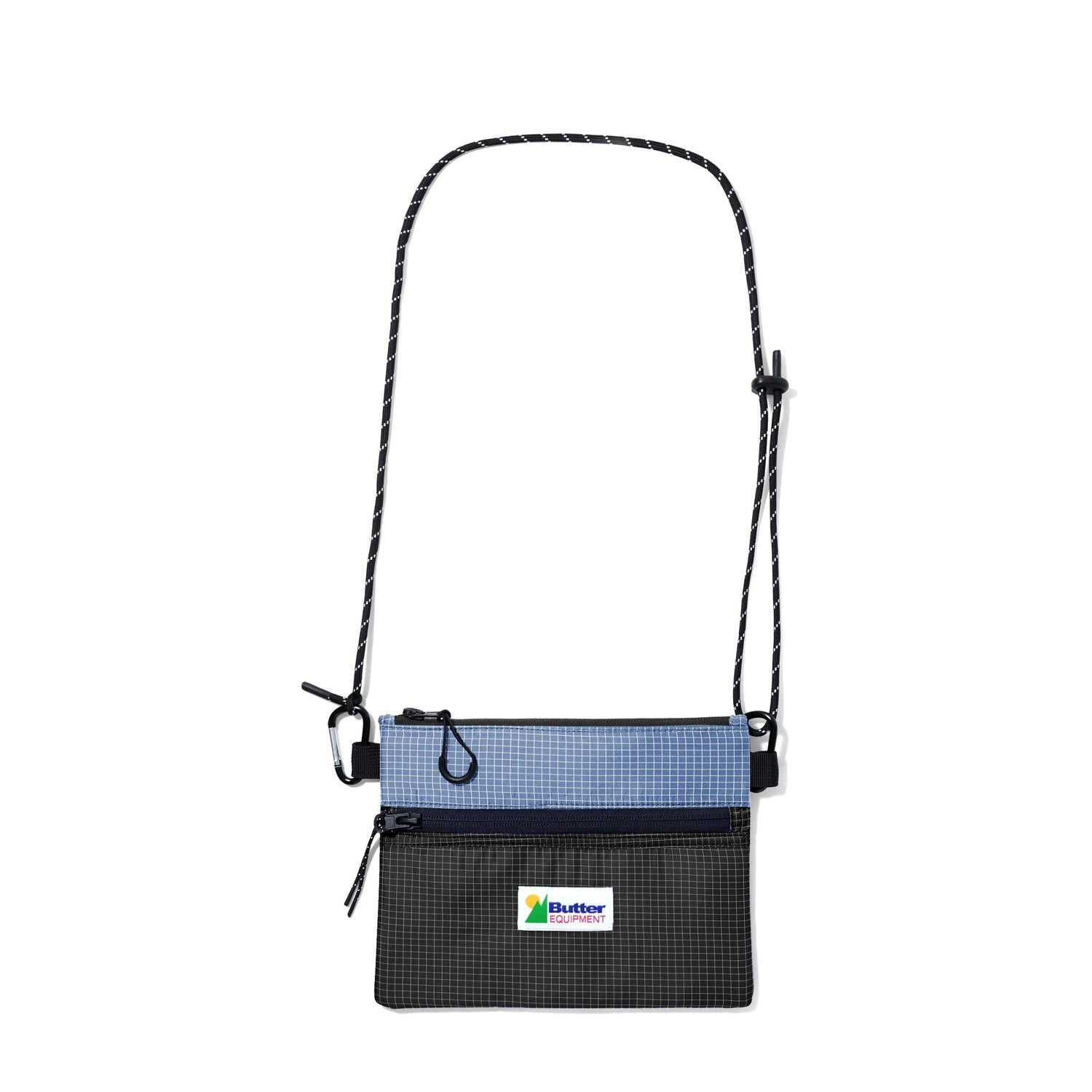 Paneled Ripstop Side Bag, Light Blue / Black