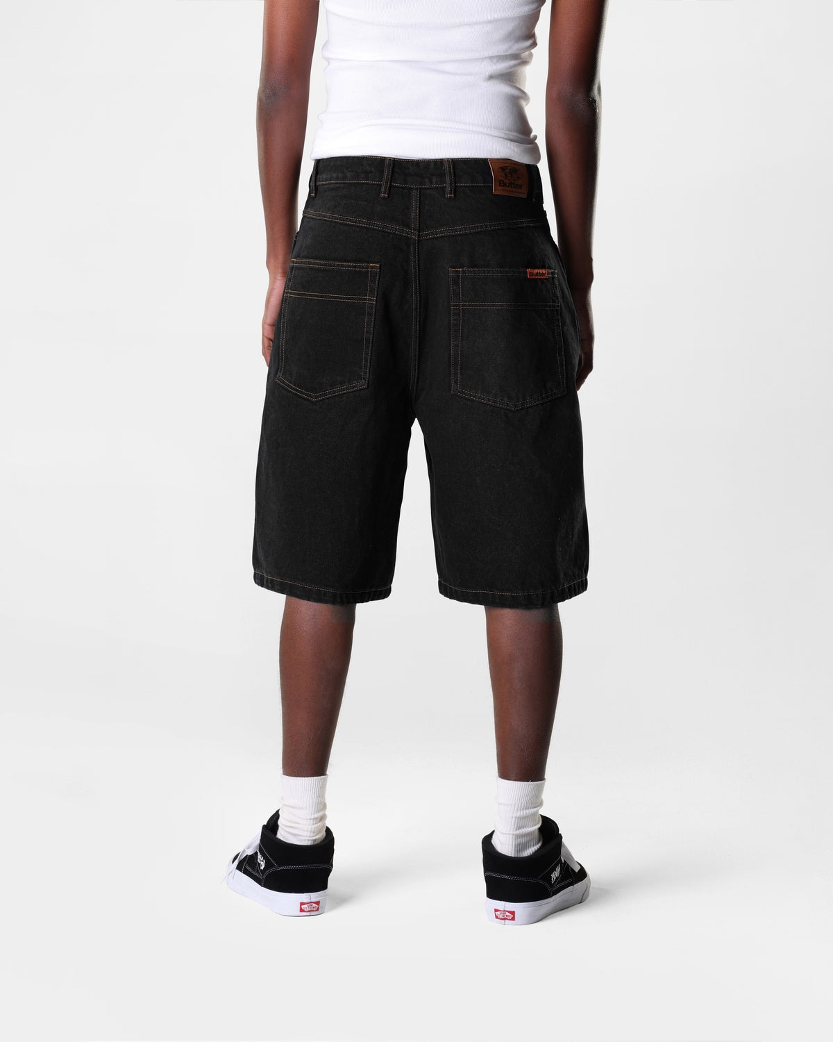 Baggy Denim Shorts, Washed Black