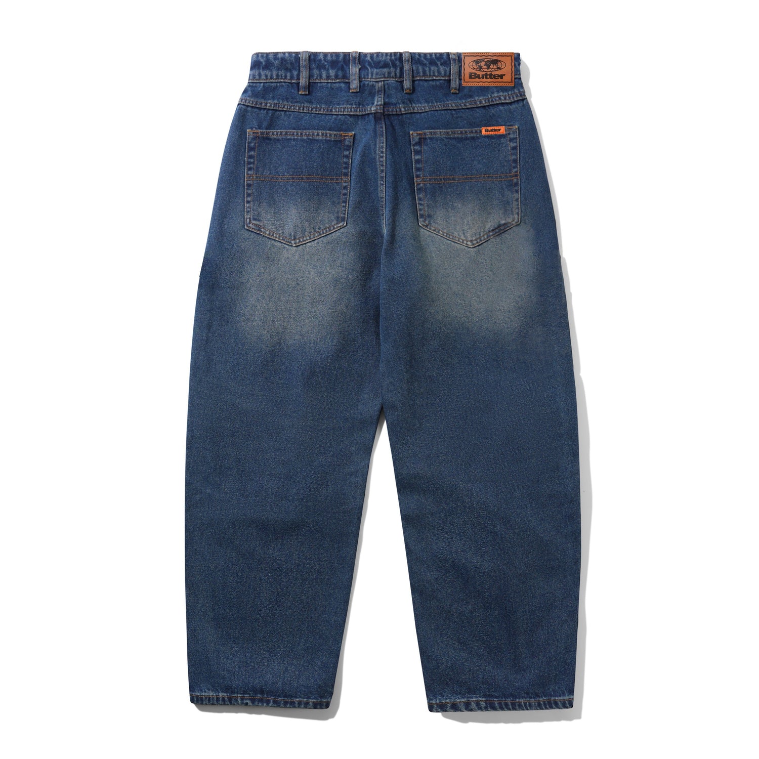 Baggy Denim Jeans, Distressed Indigo