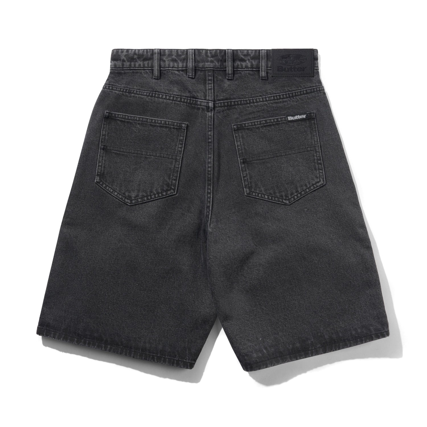 Baggy Denim Shorts, Distressed Black