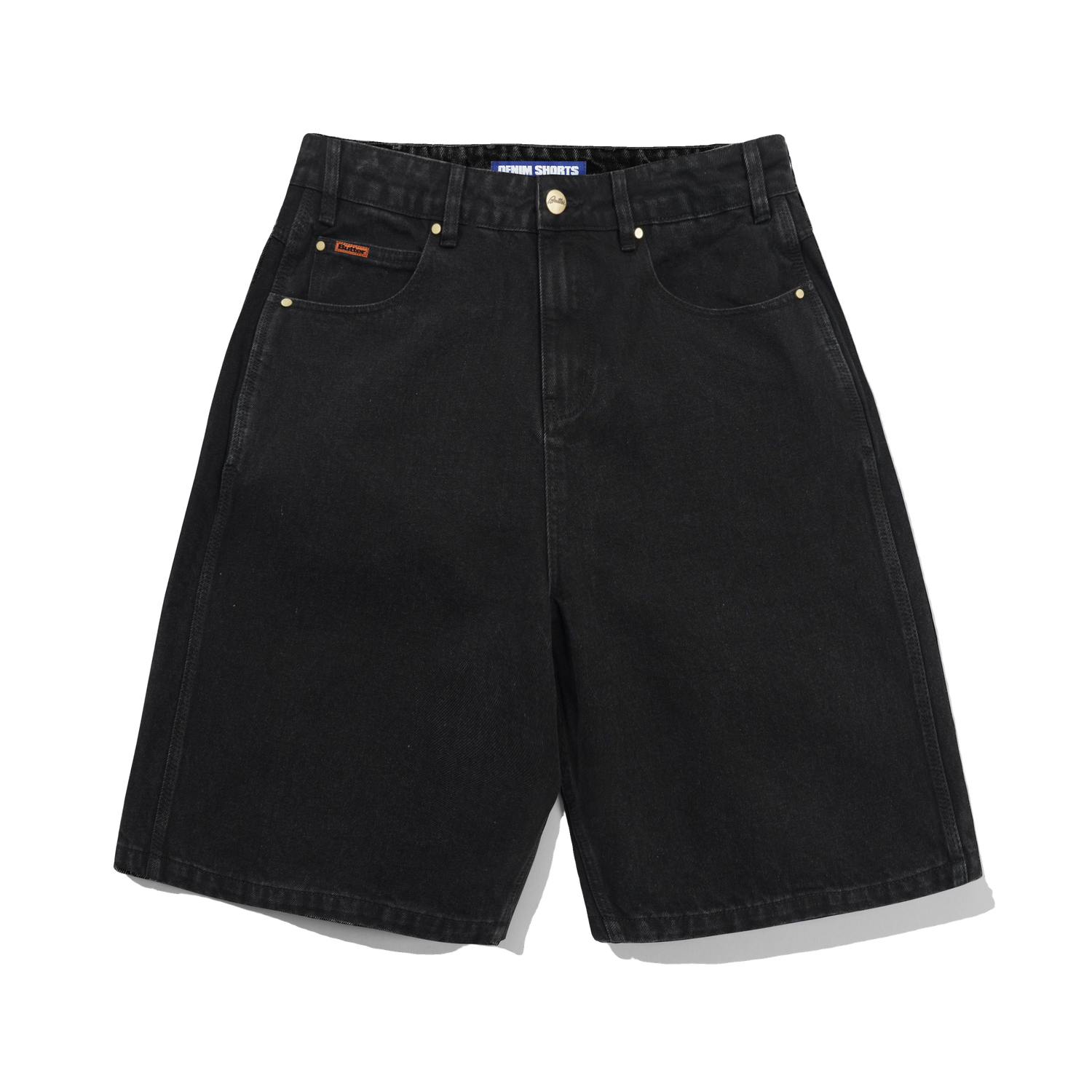 Baggy Denim Shorts, Flat Black