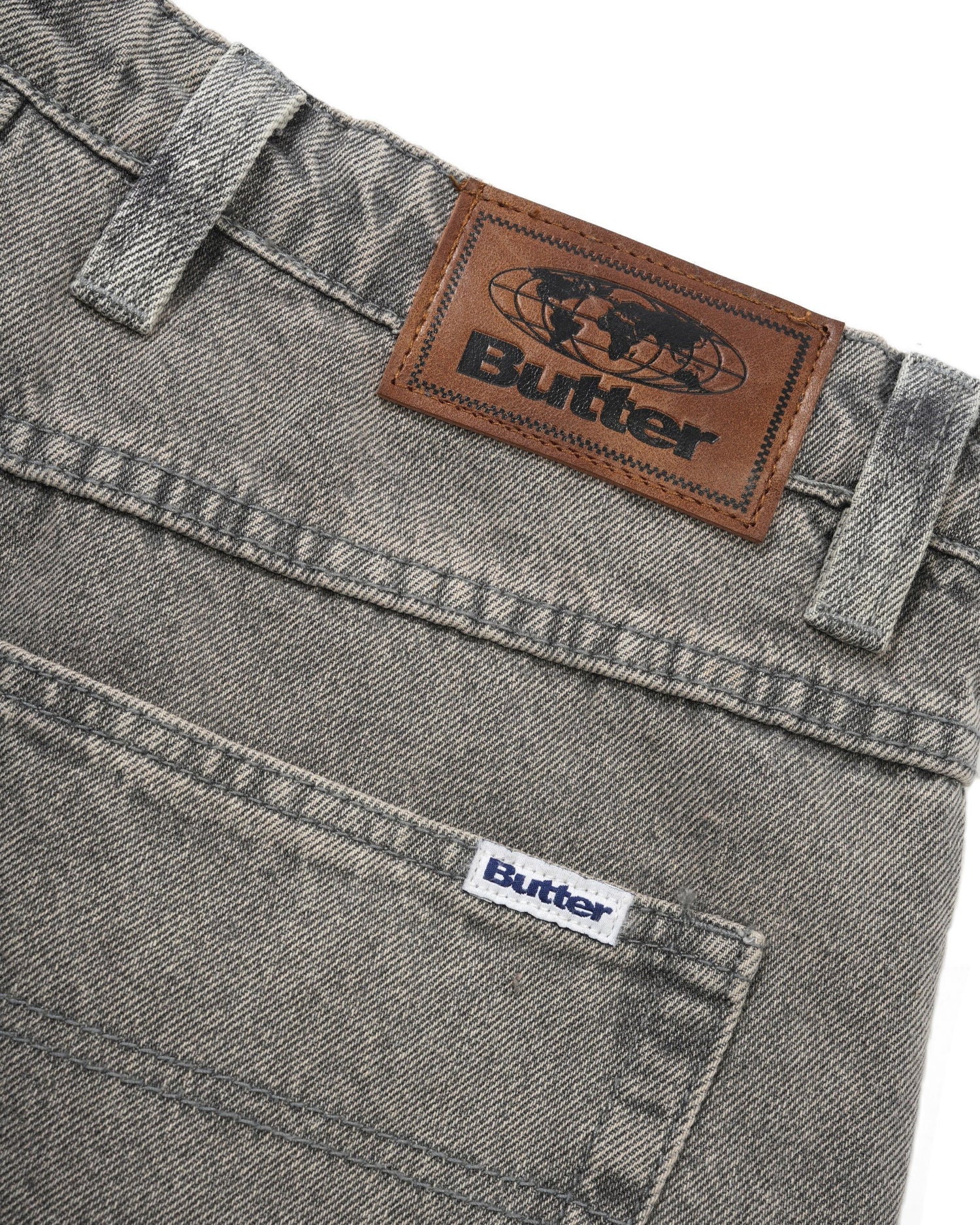Baggy Denim Shorts, Grey Wash