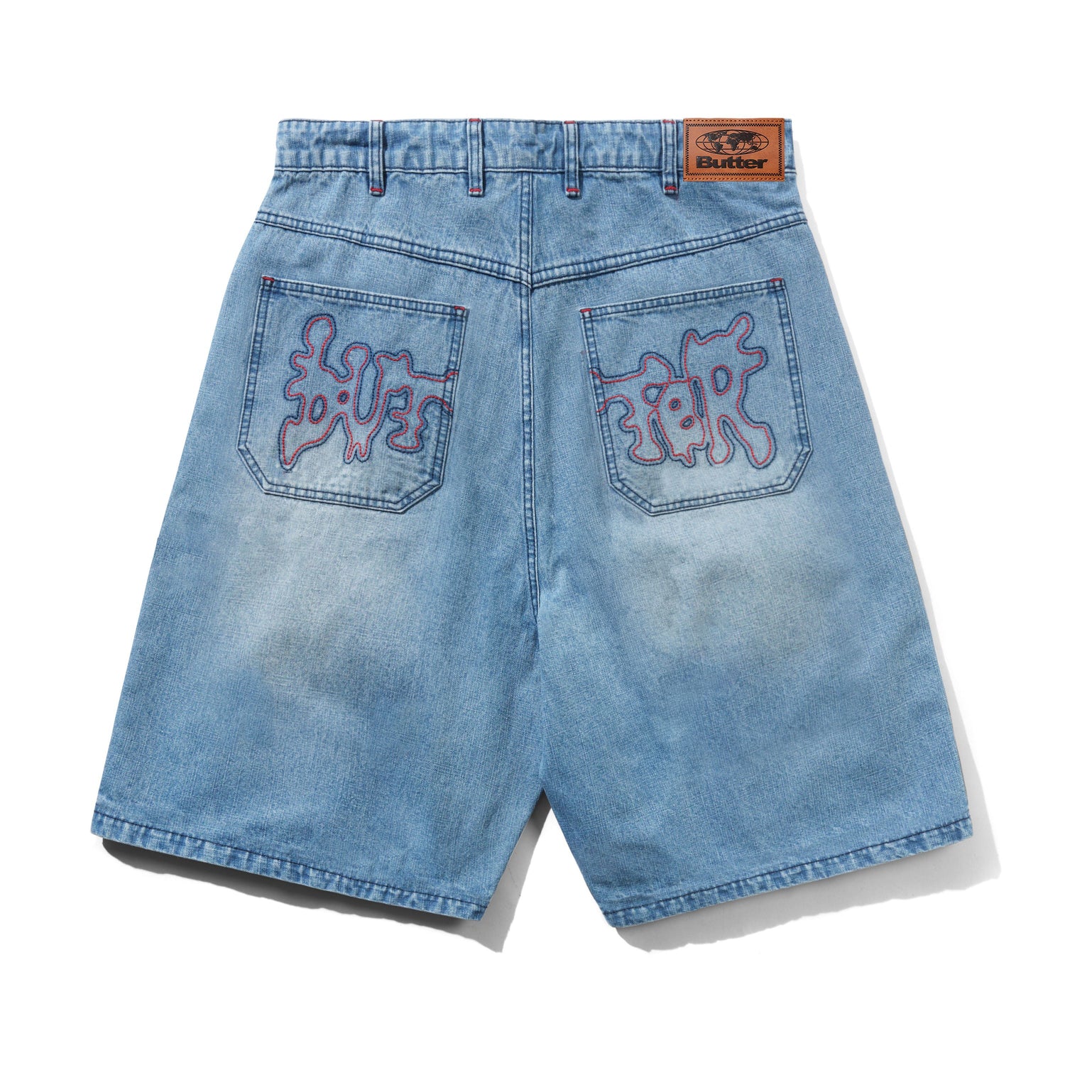 Blotch Denim Shorts, Streaky Blue