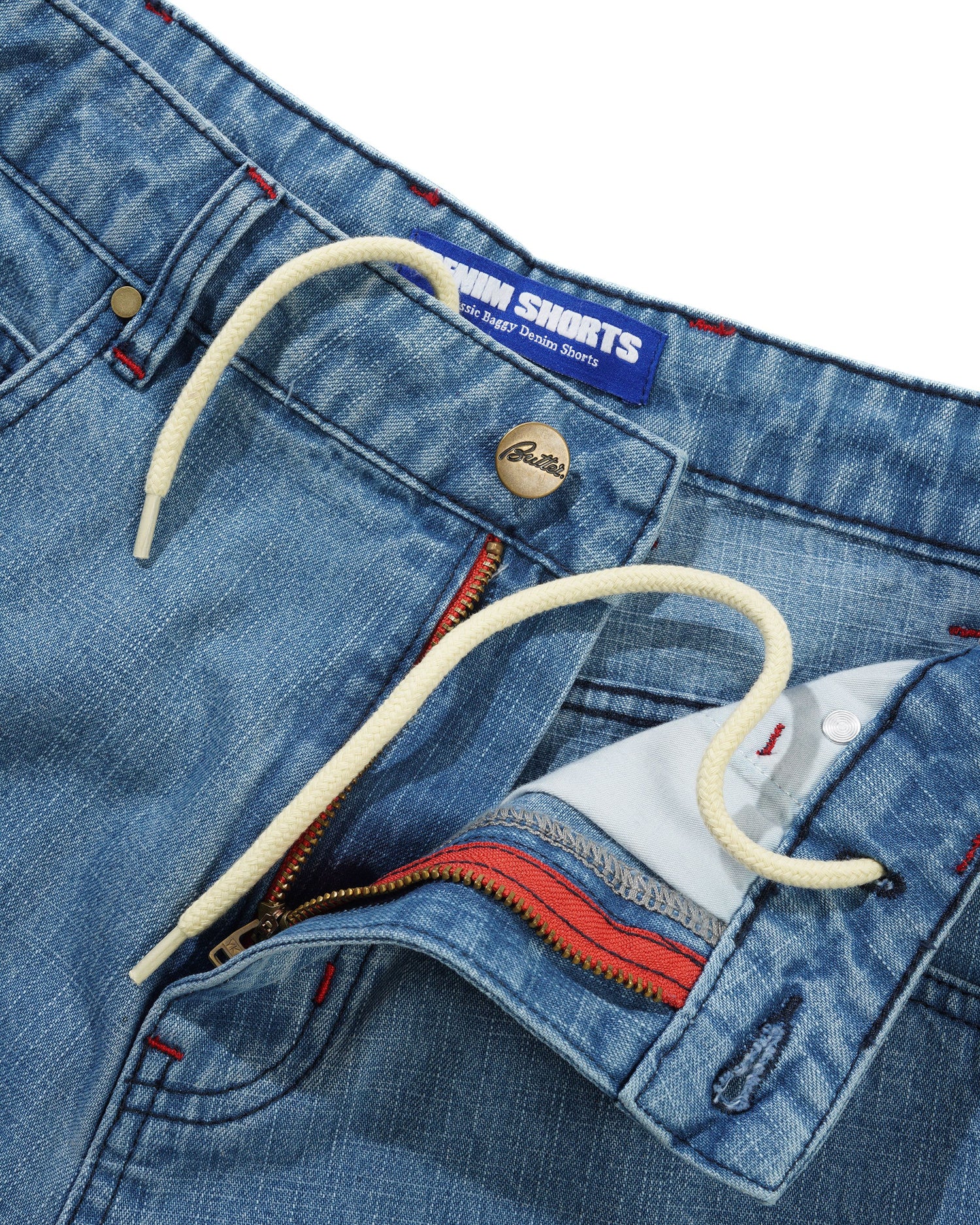 Blotch Denim Shorts, Streaky Blue