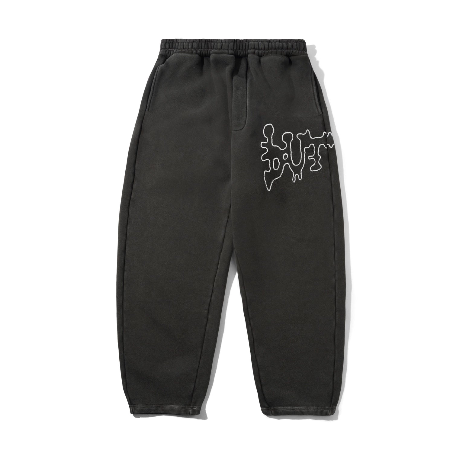 Blotch Fleece Pants, Washed Black