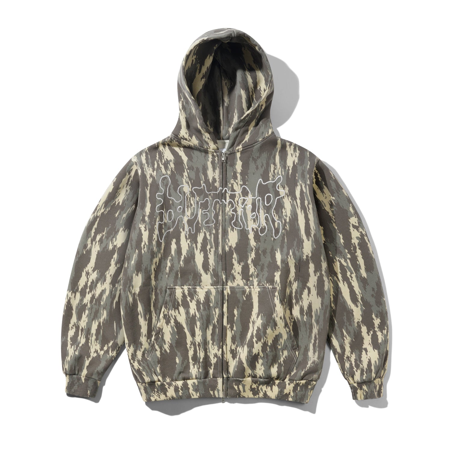 Blotch Zip-Thru Hood, Washed Camo