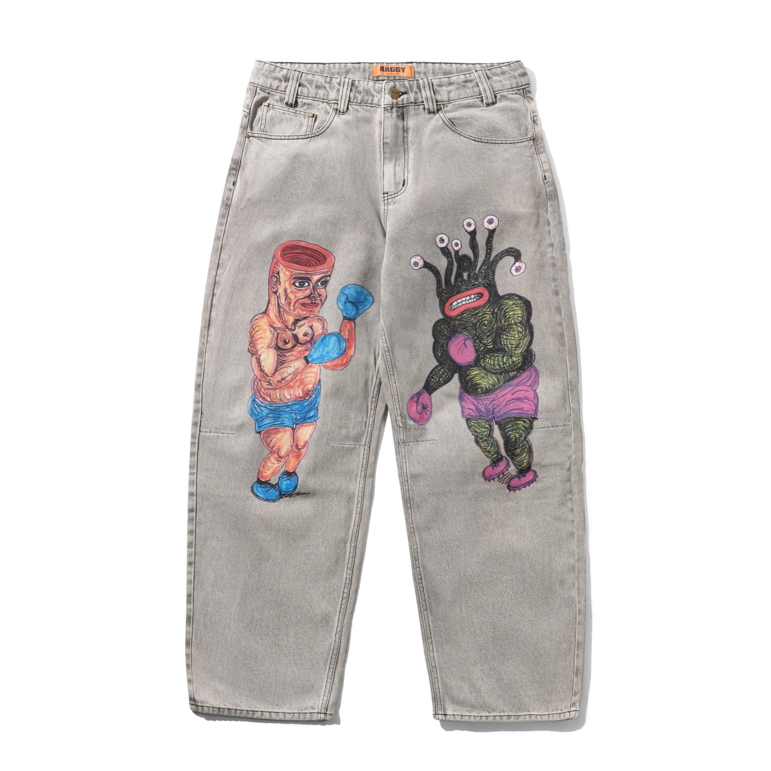 Boxing Denim Jeans, Washed Grey