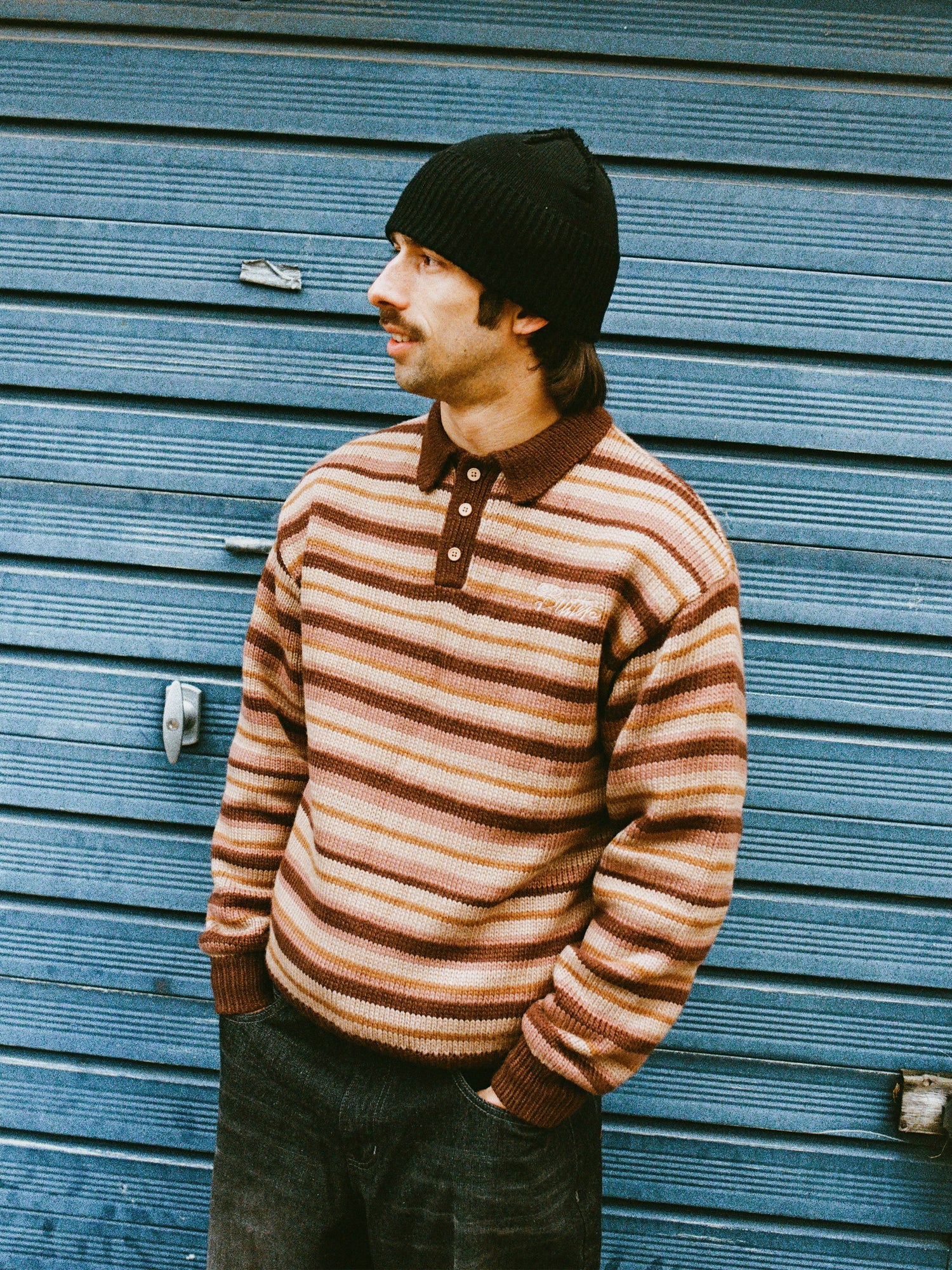 Ombre Stripe Knit Sweater, Chocolate