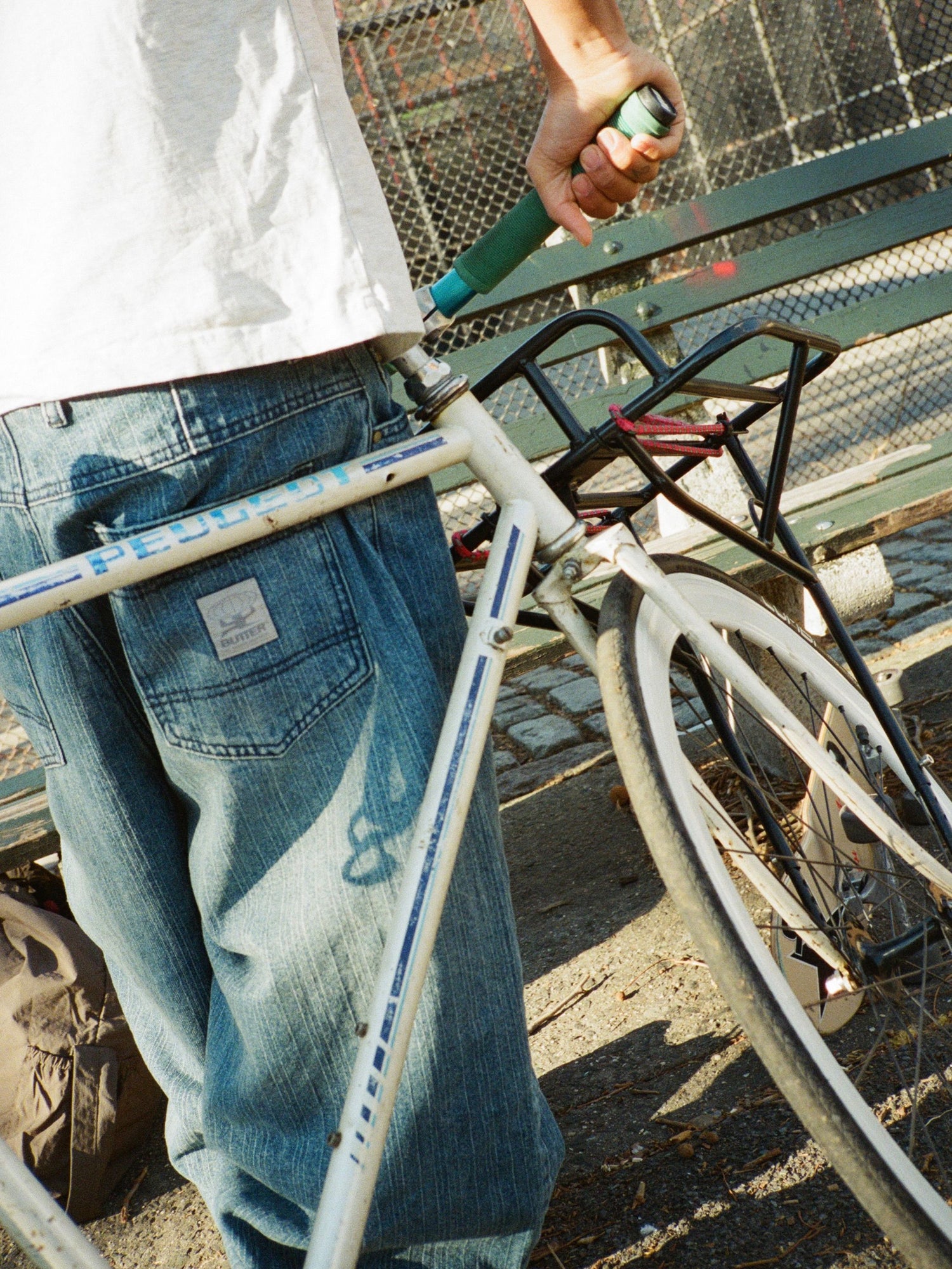 Wide Cut Denim Jeans, Vertical Stripe
