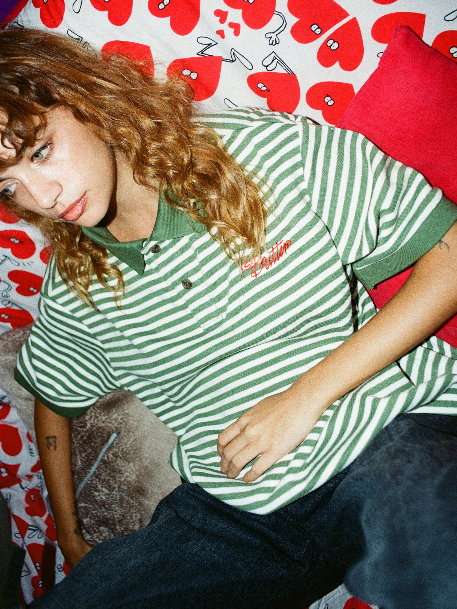 Stripe Polo Shirt, Sage / Natural