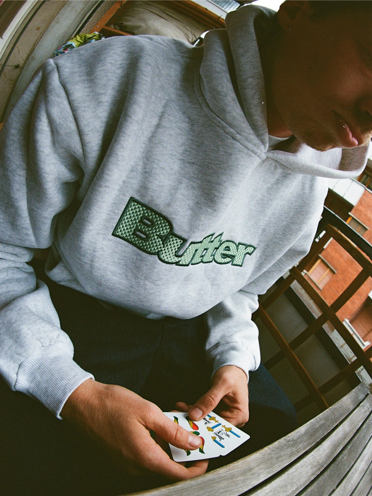 Textured Logo Pullover Hood, Black