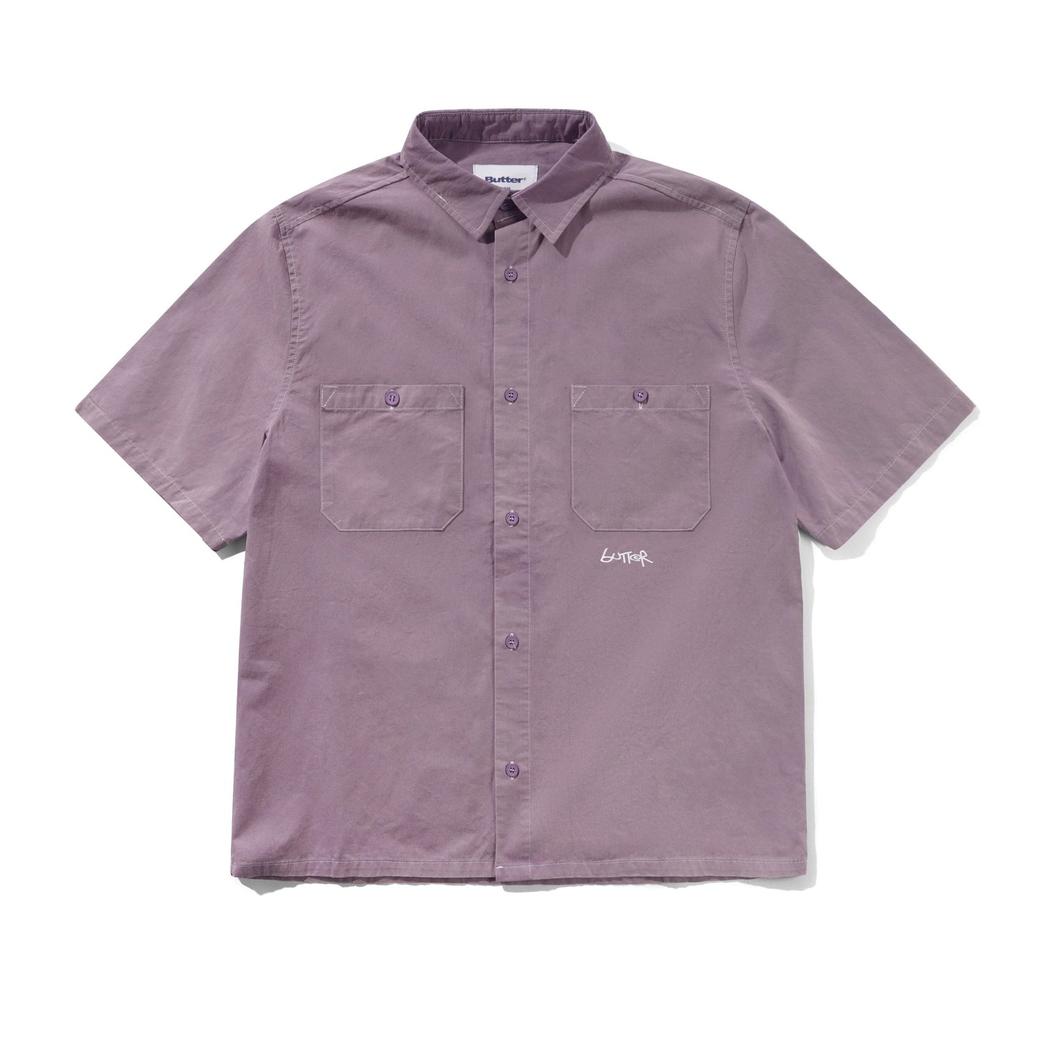Contrast Stitch S/S Shirt, Eggplant