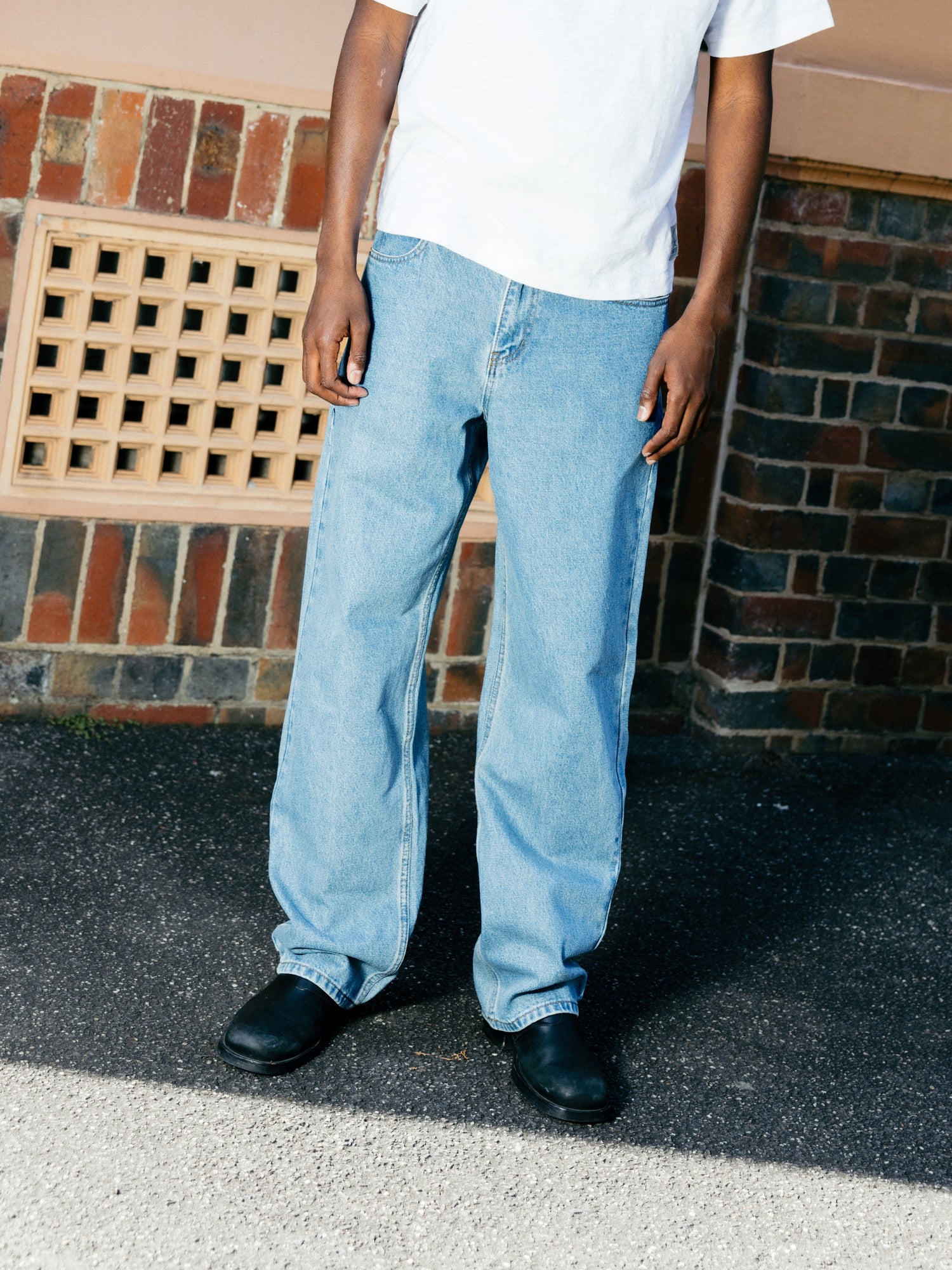 Relaxed Denim Jeans, Flat Black