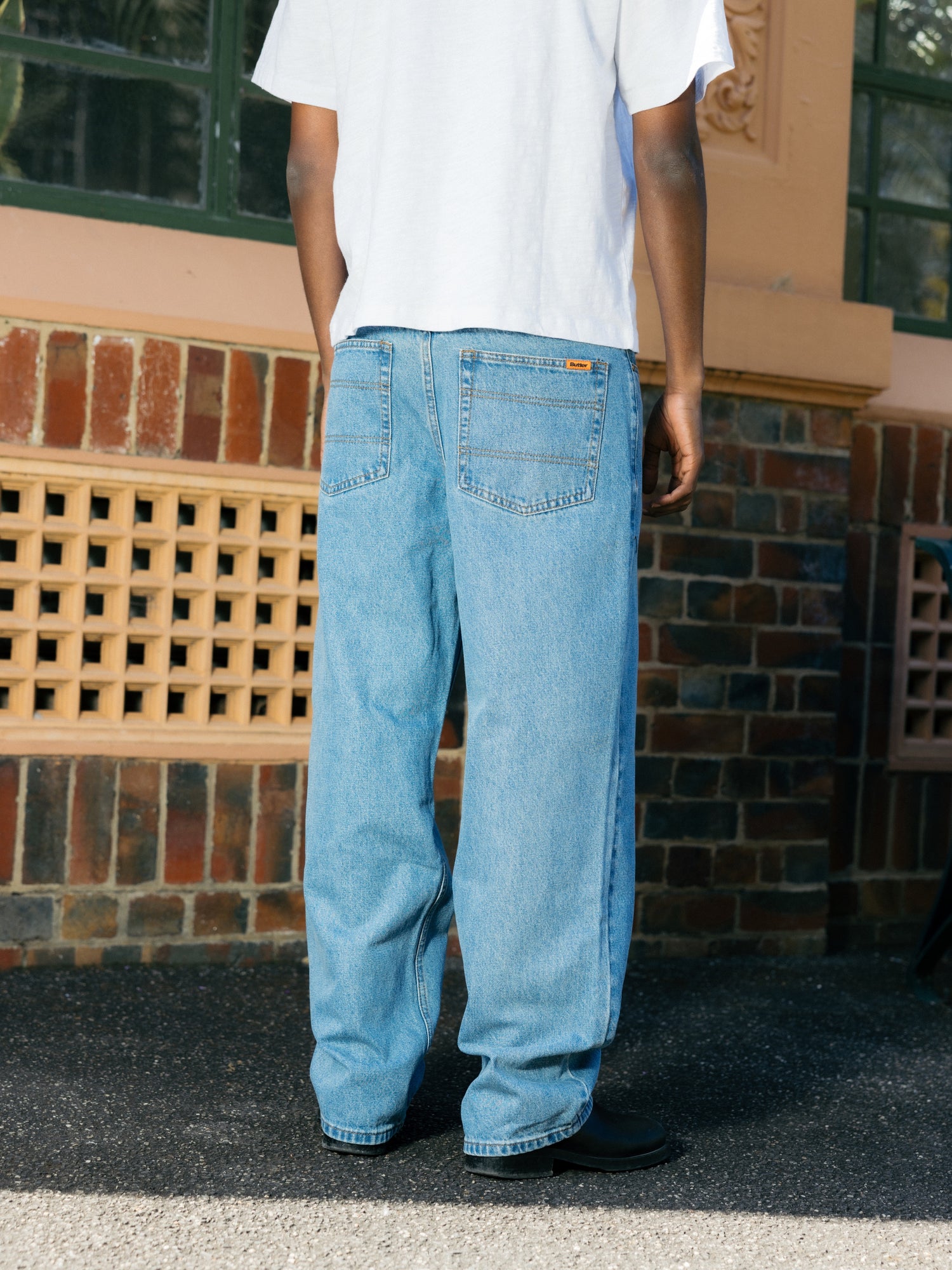 Relaxed Denim Jeans, Flat Black