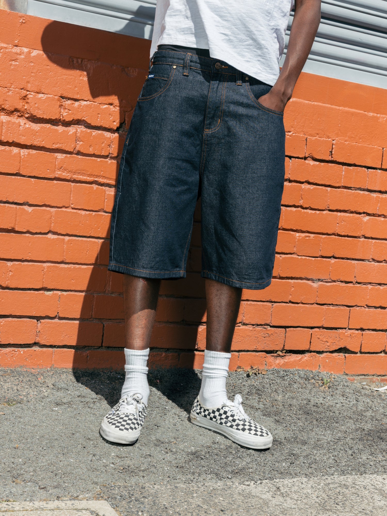 Baggy Denim Shorts, Flat Black