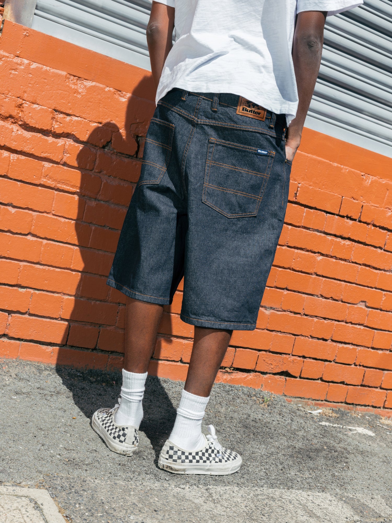 Baggy Denim Shorts, Grey Wash