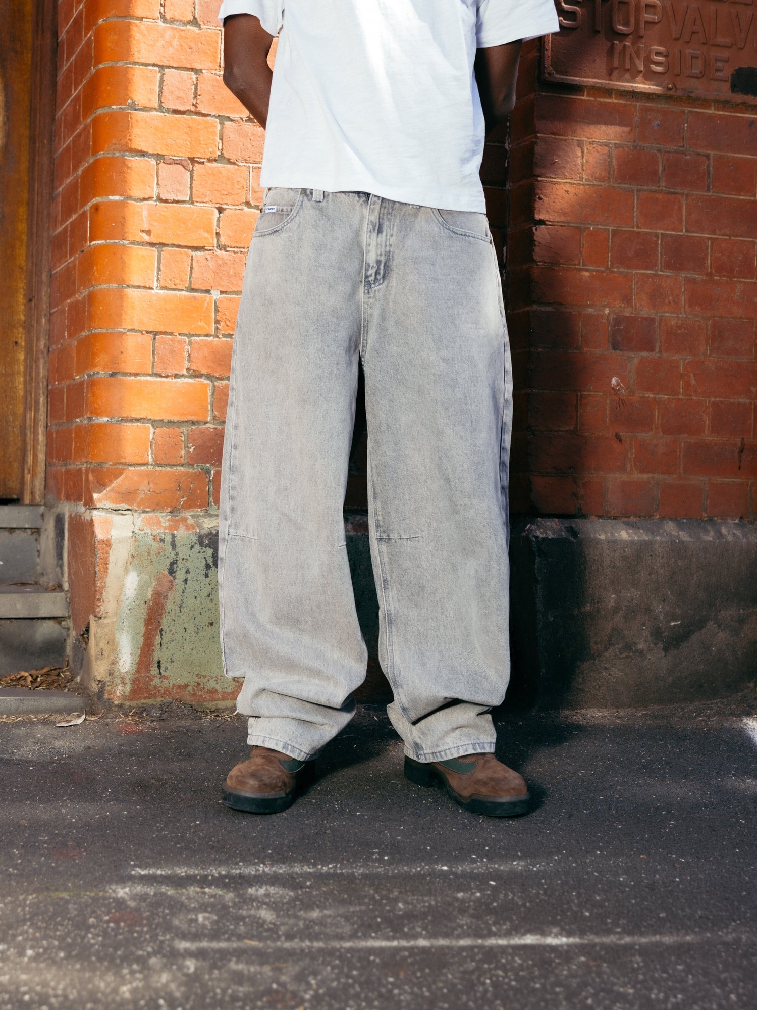 Wide Cut Denim Jeans, Flat Black