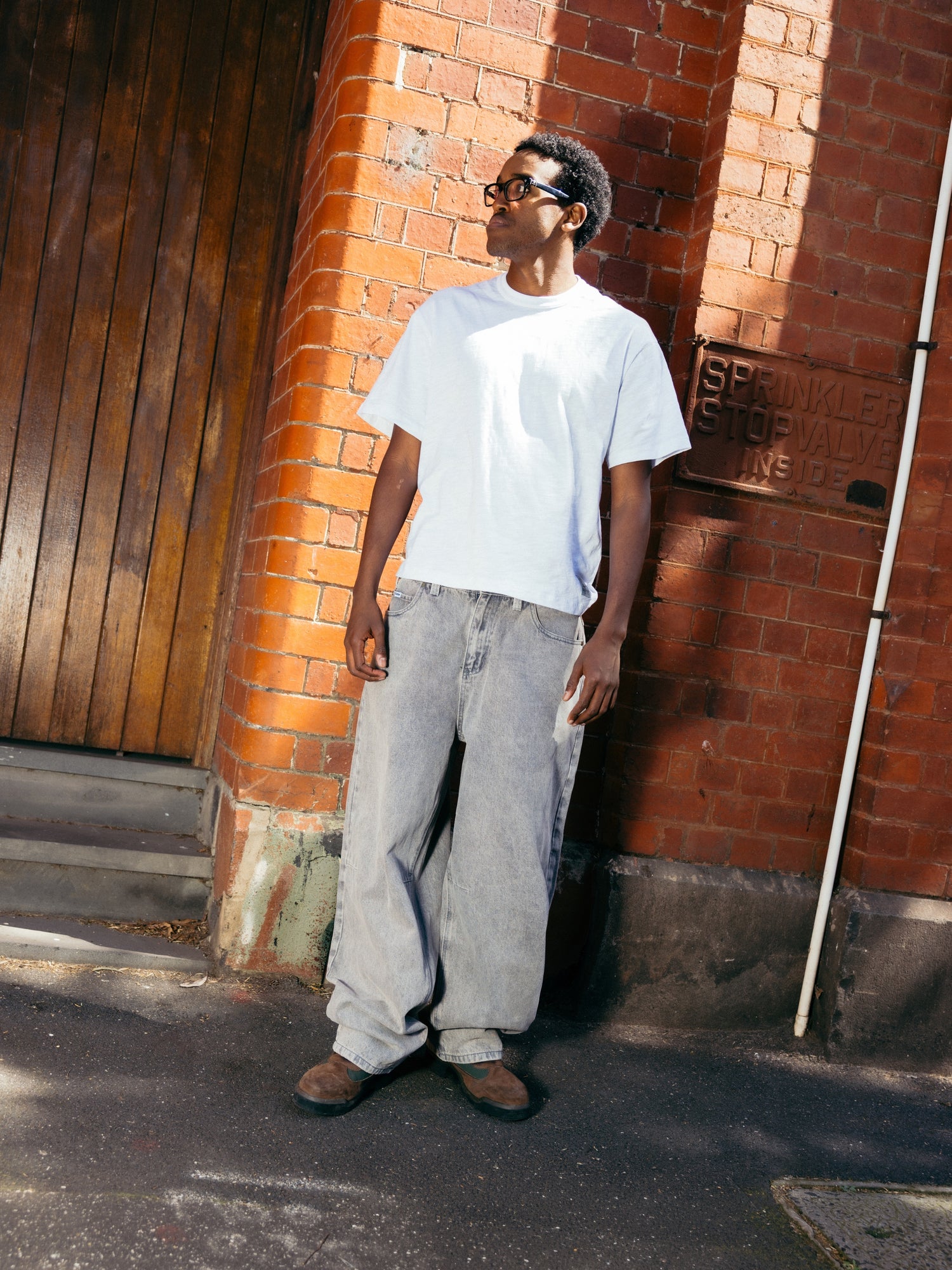 Wide Cut Denim Jeans, Washed Indigo