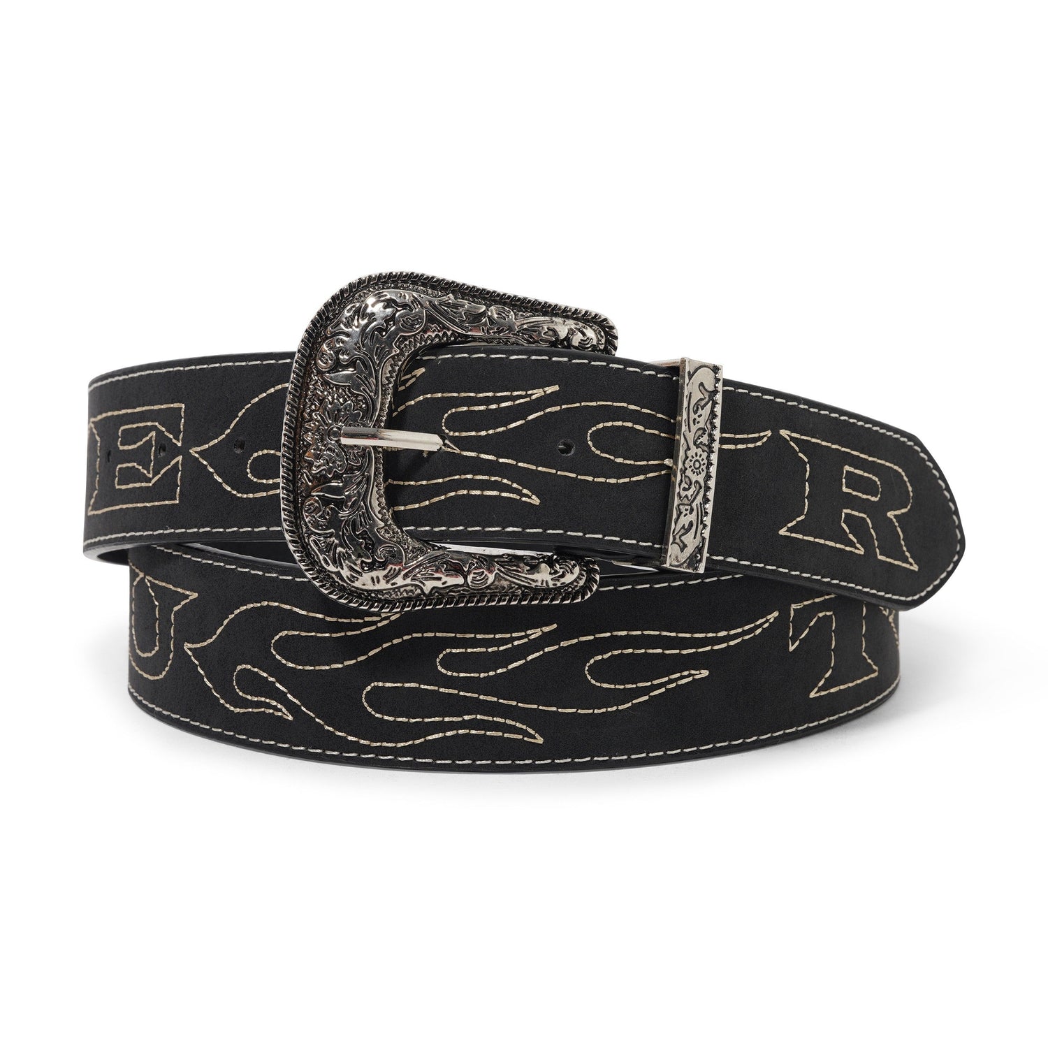 Flame Stitch Belt, Black