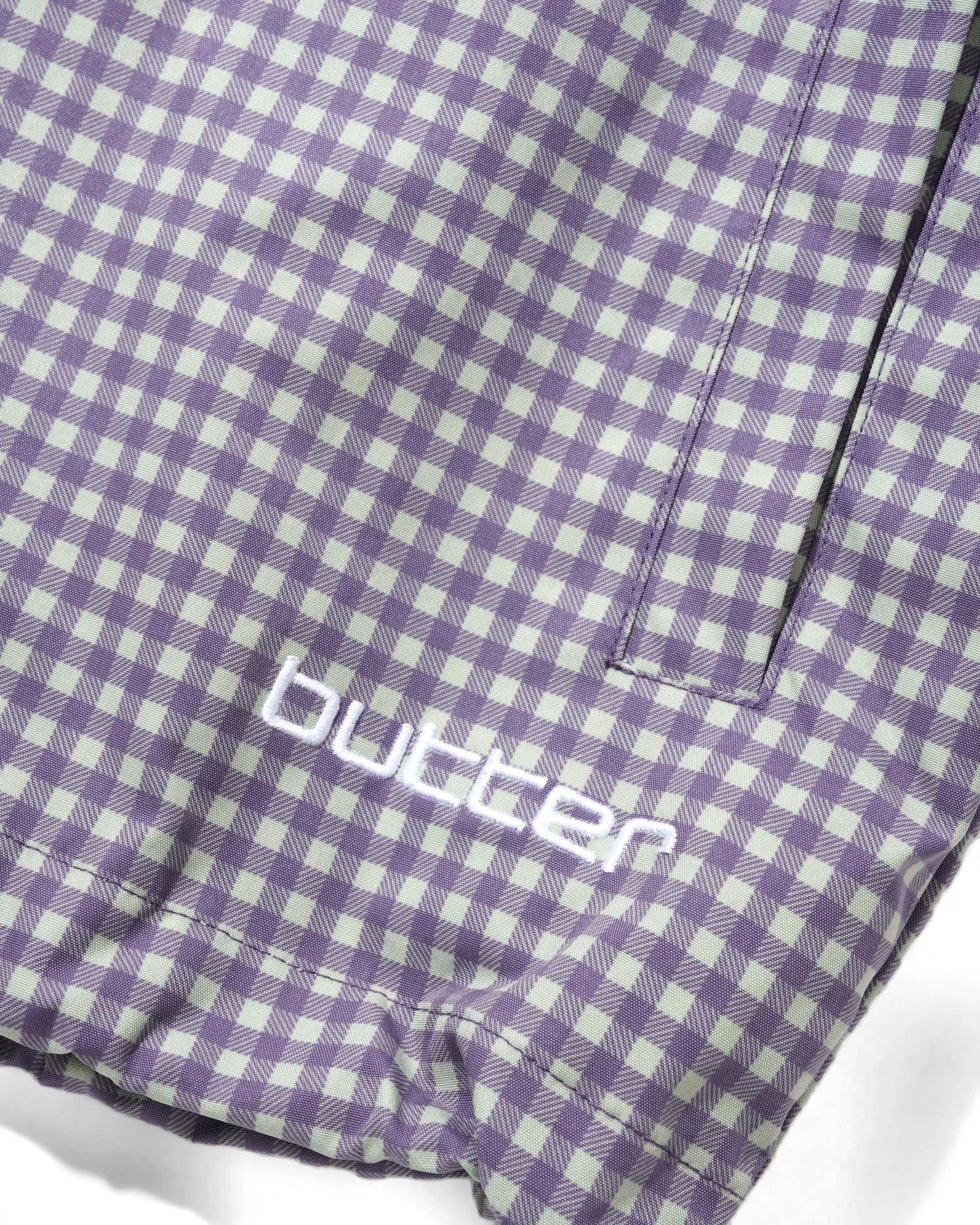 Gingham Nylon Jacket, Green / Purple