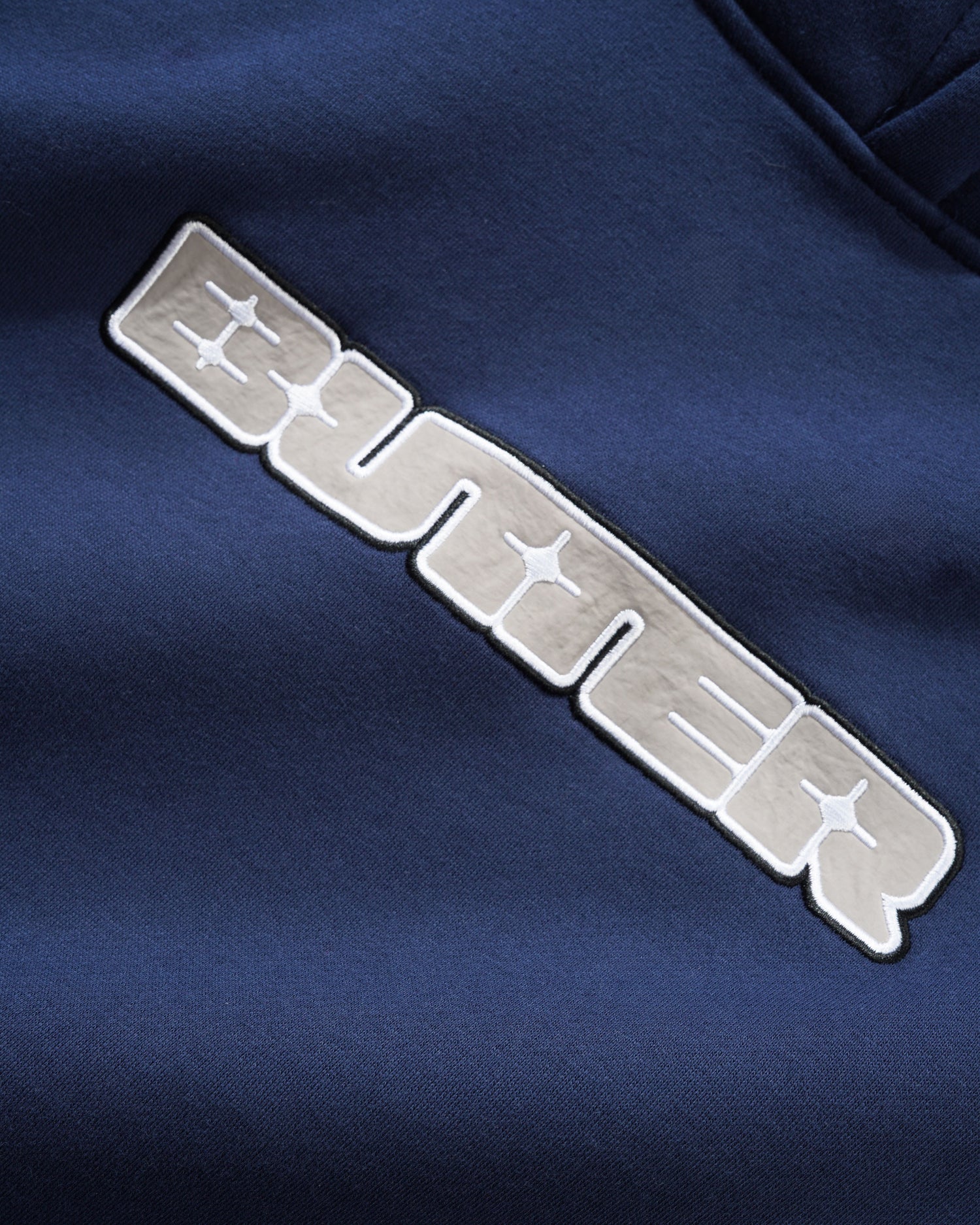 Glint Nylon Applique Pullover Hood, Navy