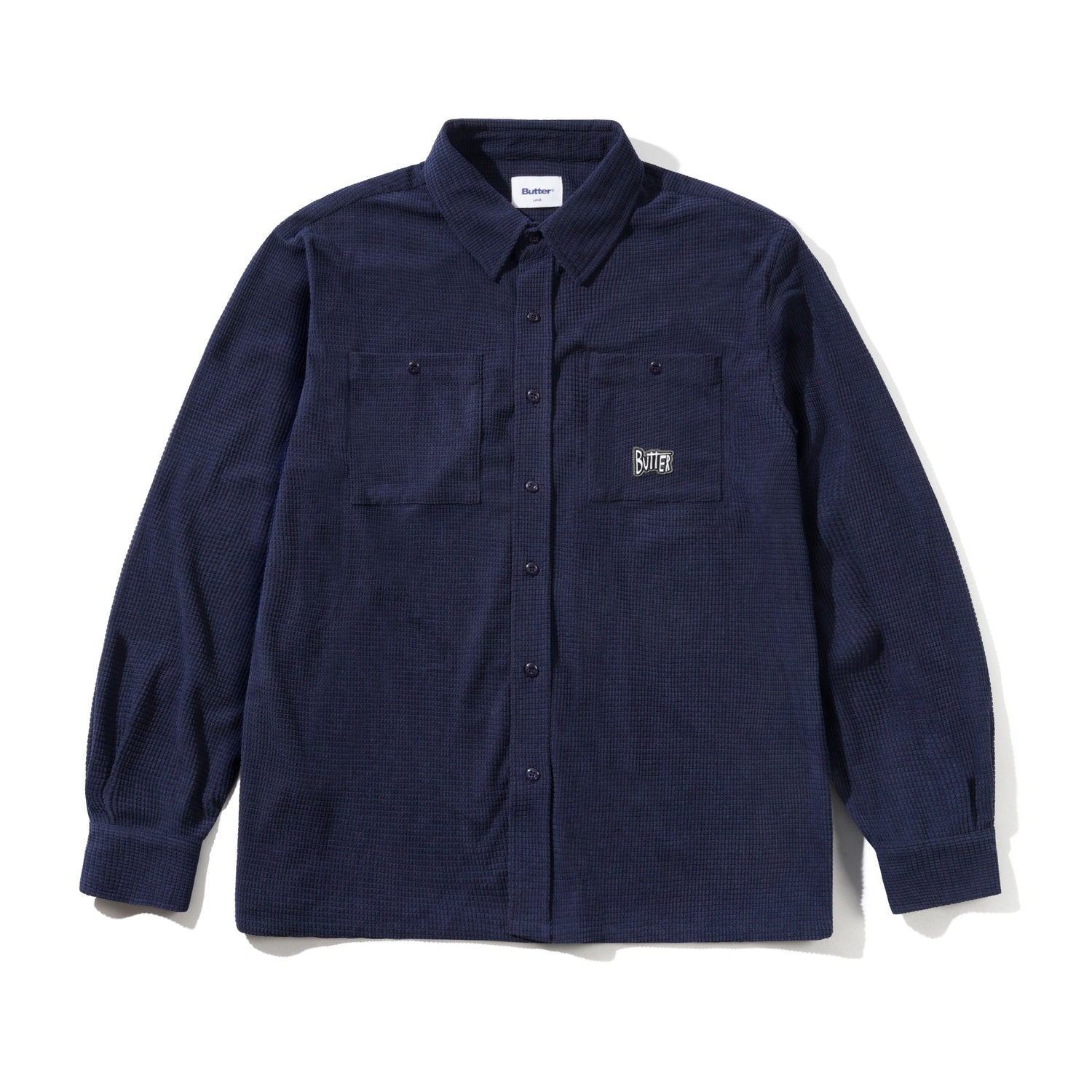 Grid Cord Overshirt, Navy