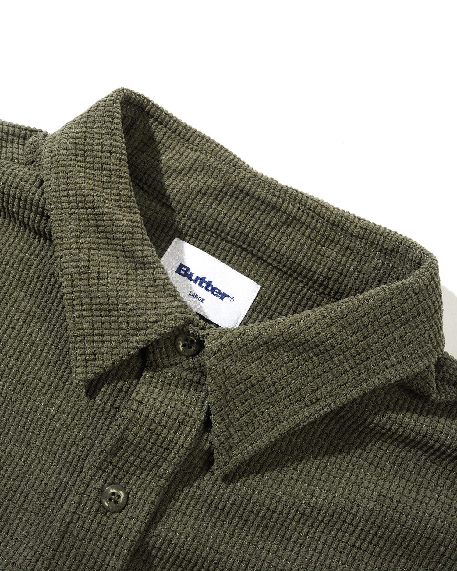 Grid Cord Overshirt, Olive