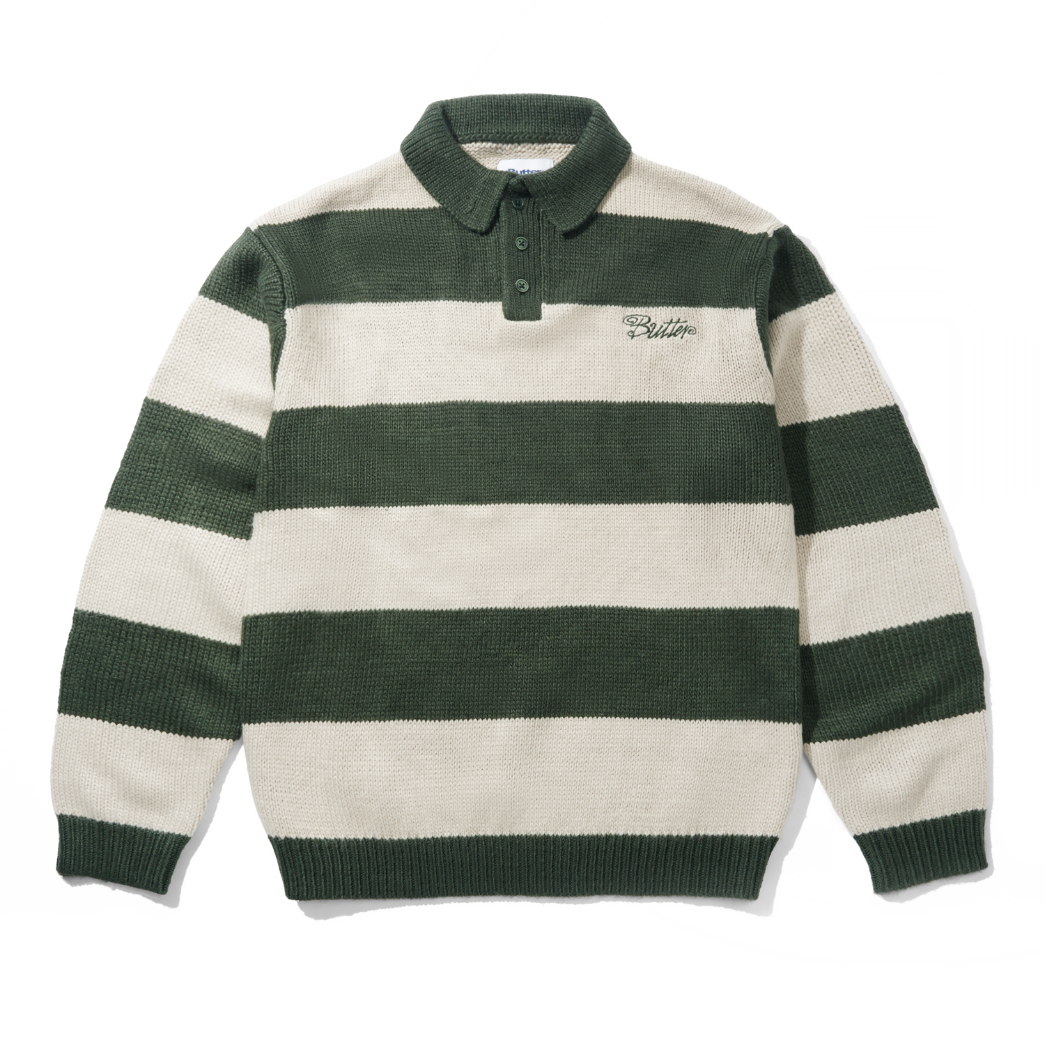 Jive Stripe Knit Sweater, Forest / Cream