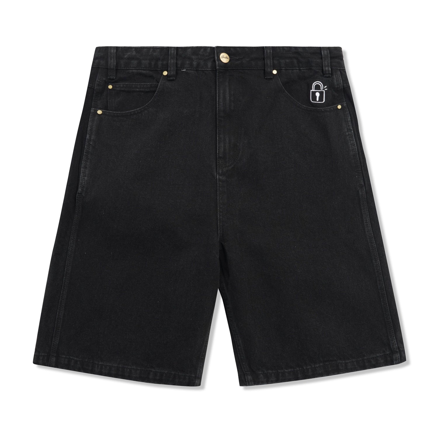 Lock Denim Shorts, Flat Black