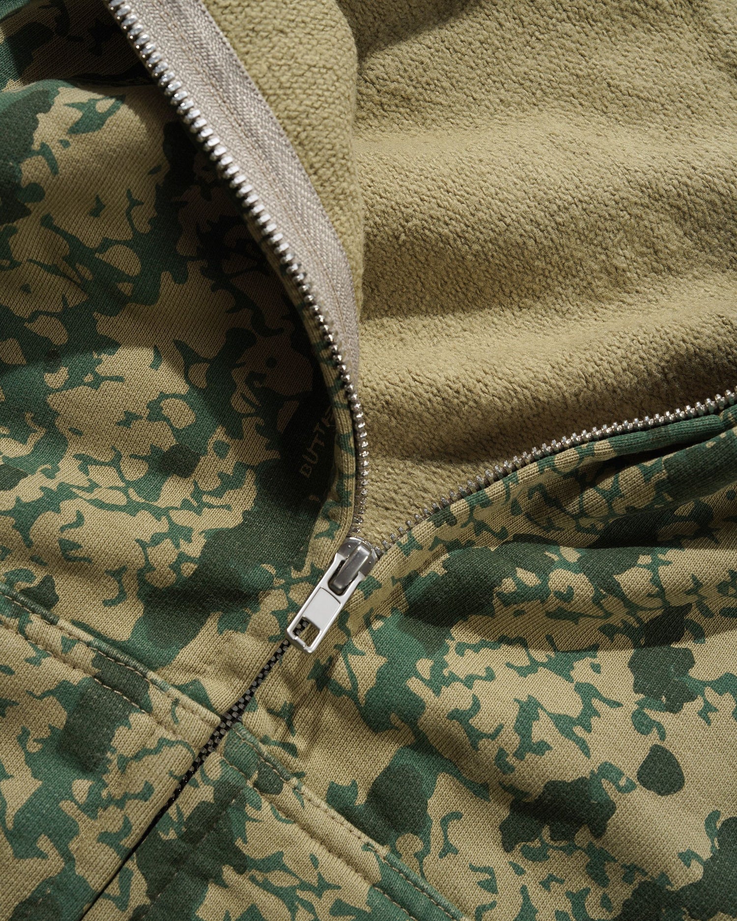 Lowland Camo Zip-Thru Hood, Washed Green