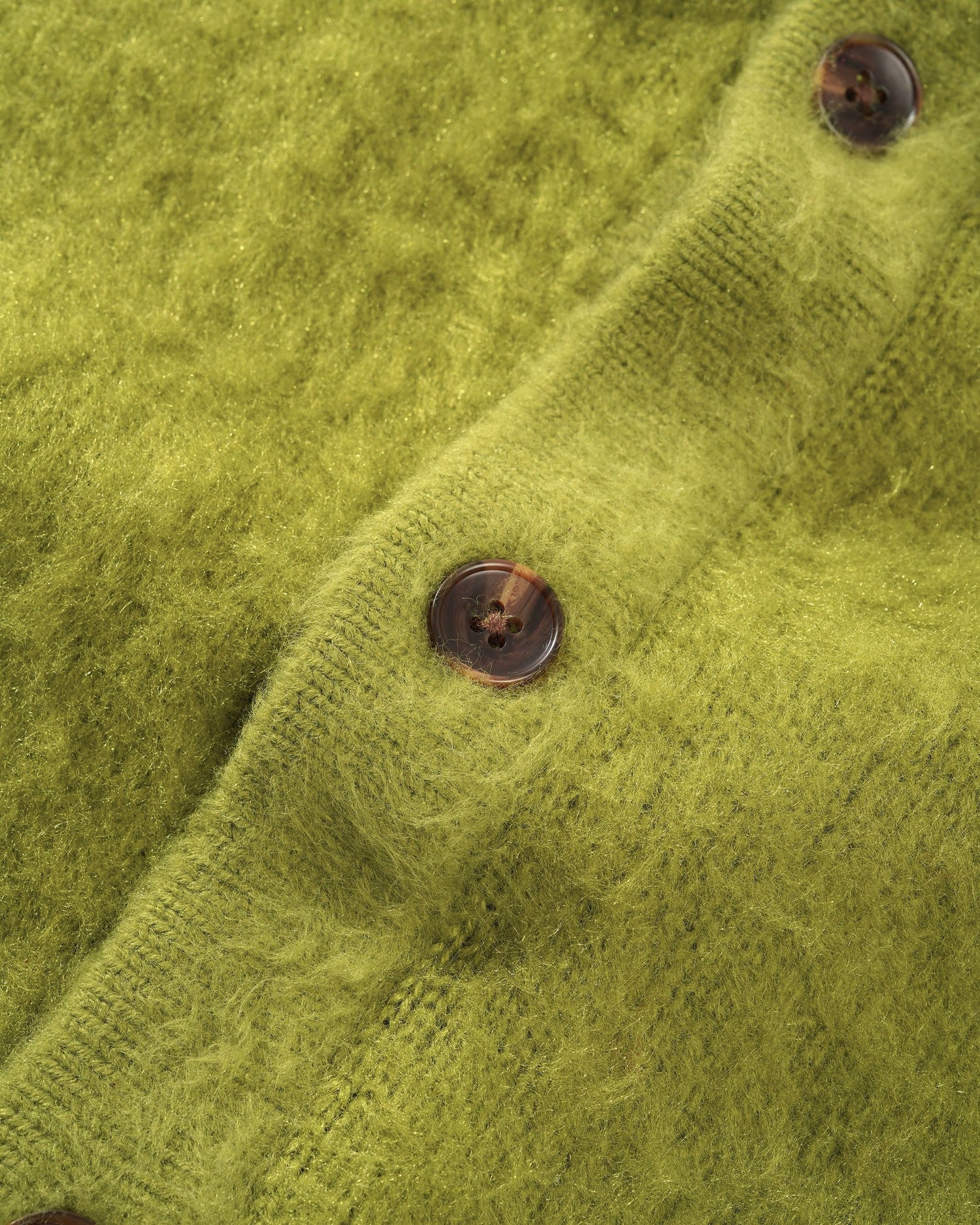 Mohair Button Up Knitted Shirt, Moss