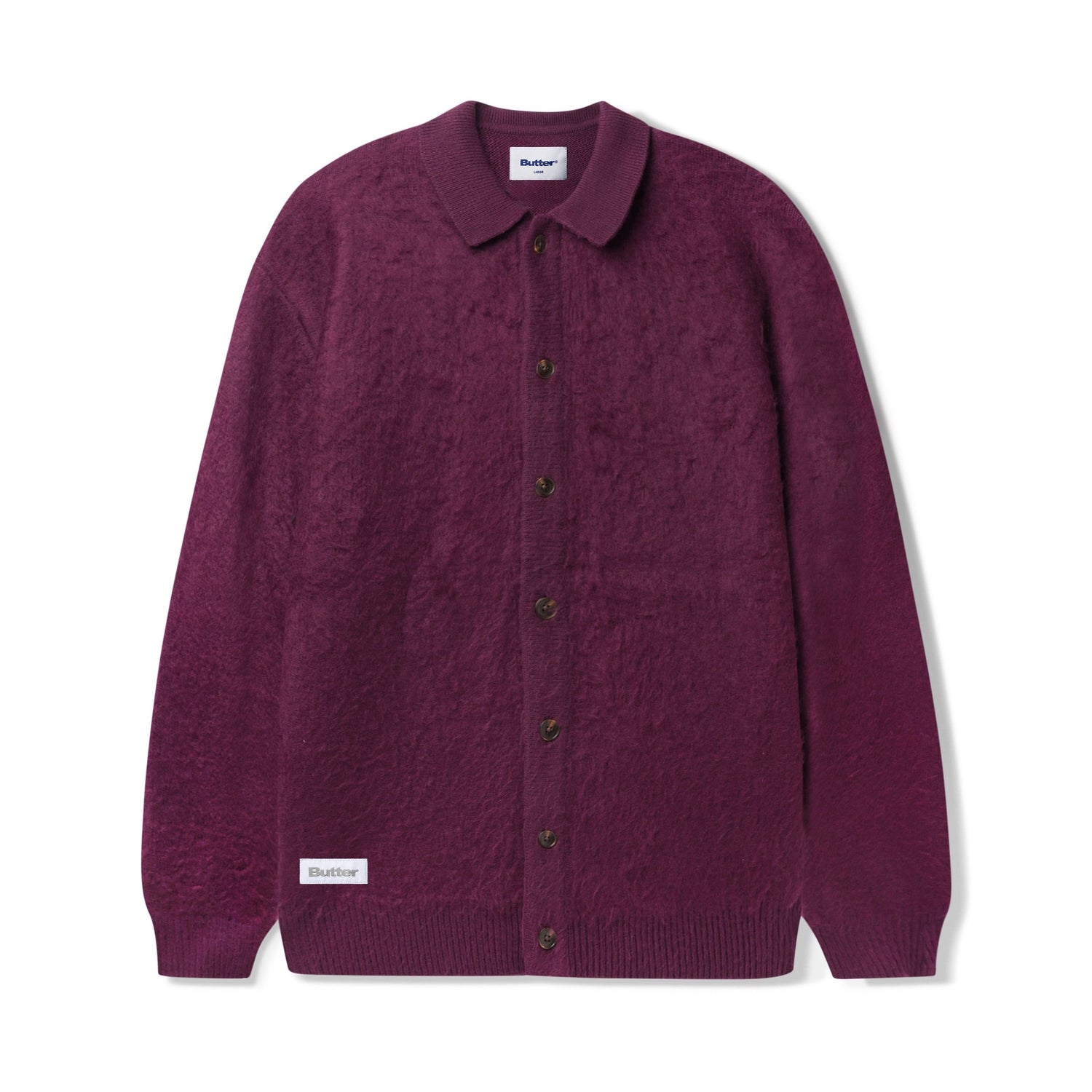 Mohair Button Up Knitted Shirt, Port