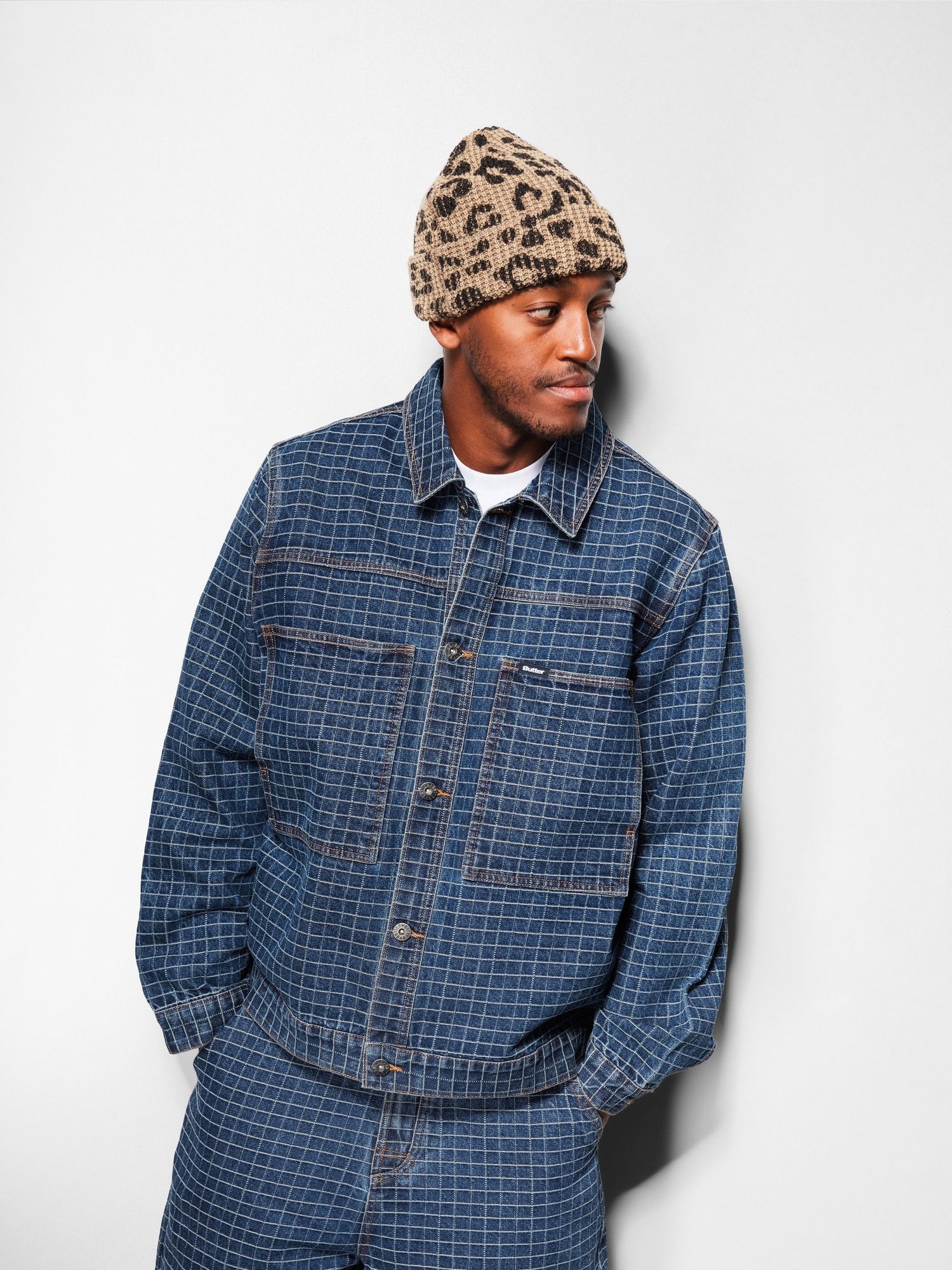 Grid Denim Jacket, Indigo