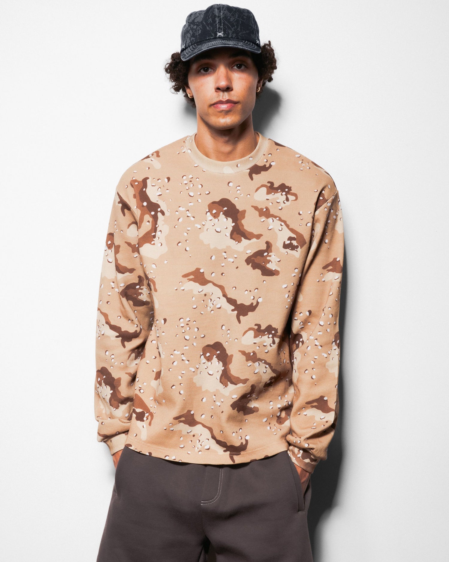 Waffle L/S Top, Desert Camo