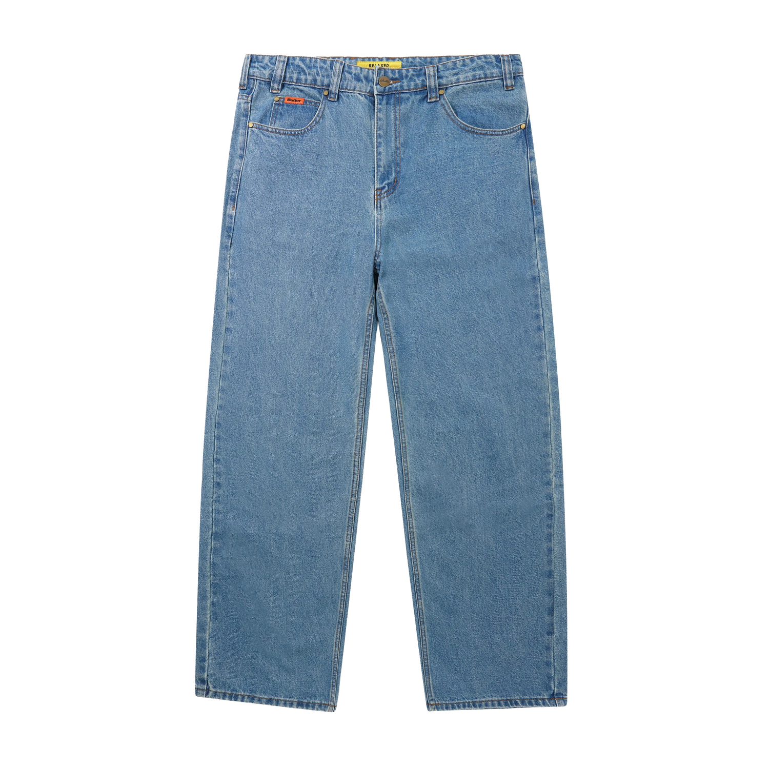Relaxed Denim Jeans, Washed Indigo