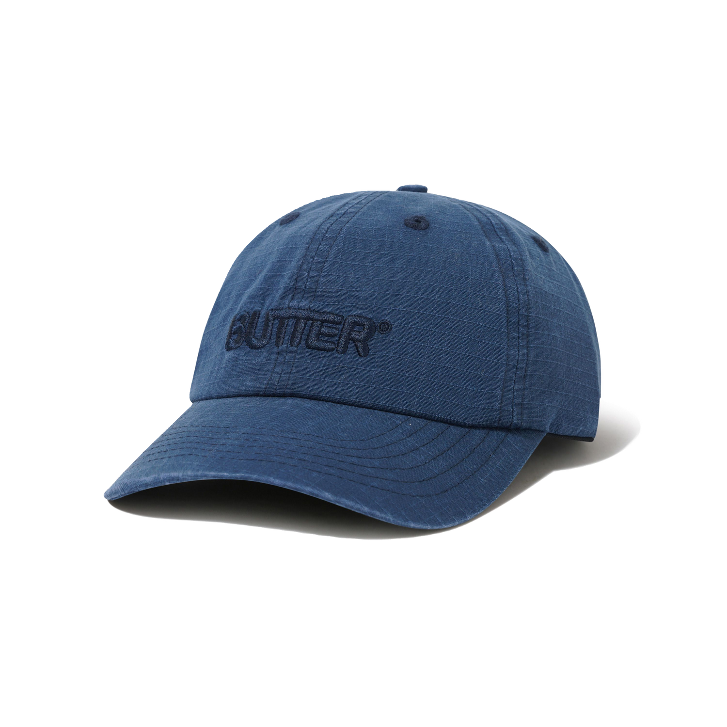 Blue Check Ripstop Cap Ripstop Rounded Logo 6 Panel Cap, Washed Navy – Butter Goods UK