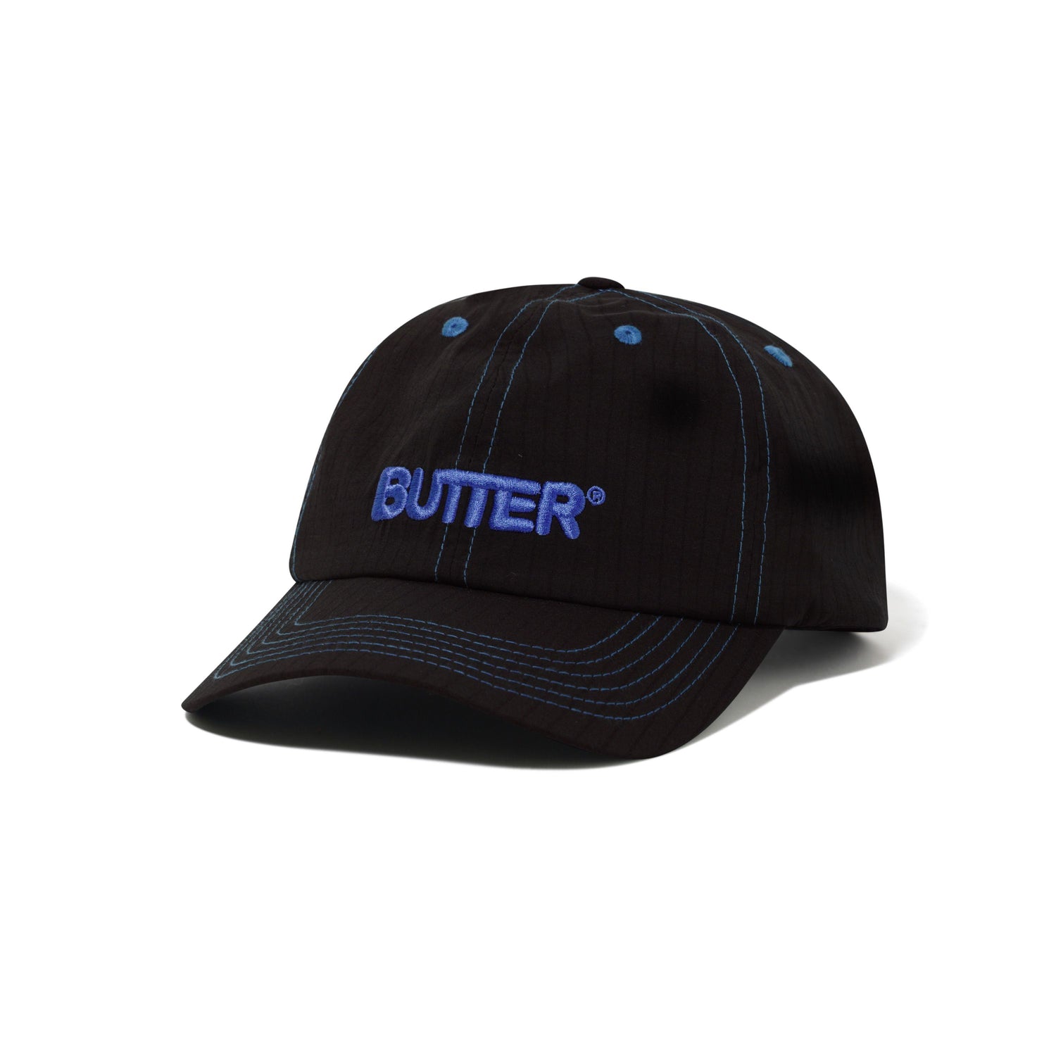 Nylon Rounded Logo 6 Panel Cap, Black