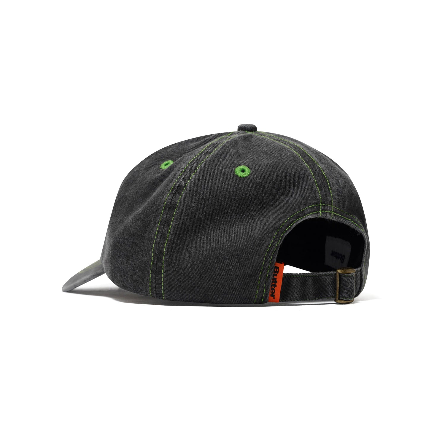 Rounded Logo 6 Panel Cap, Washed Black