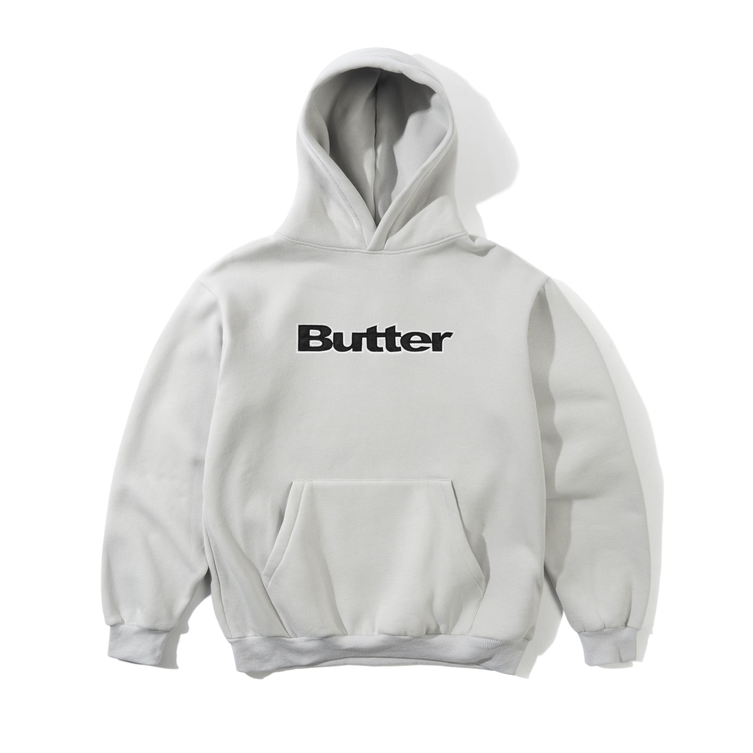 Satin Logo Applique Pullover Hood, Cement