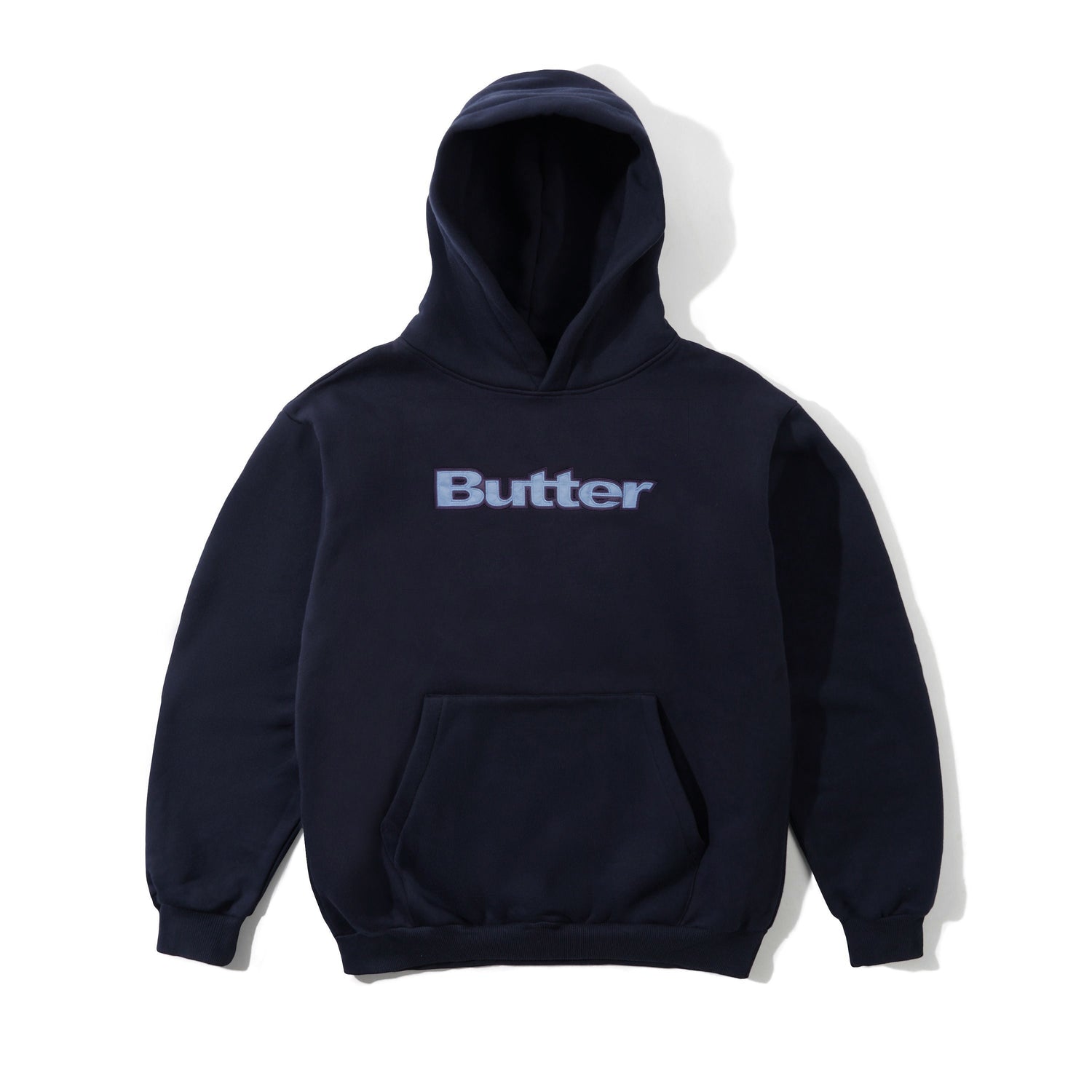 Satin Logo Applique Pullover Hood, Navy