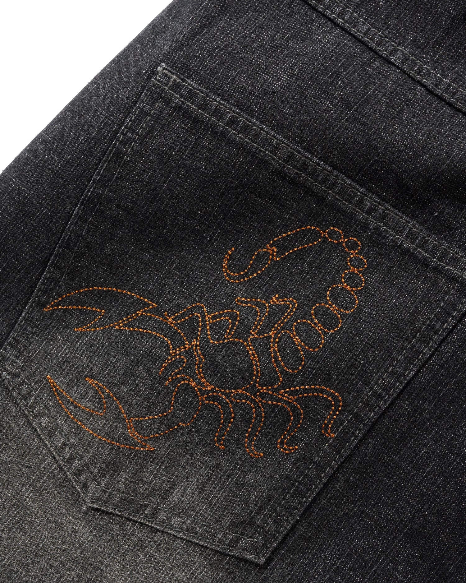 Scorpion Stitch Denim Jeans, Slub Black