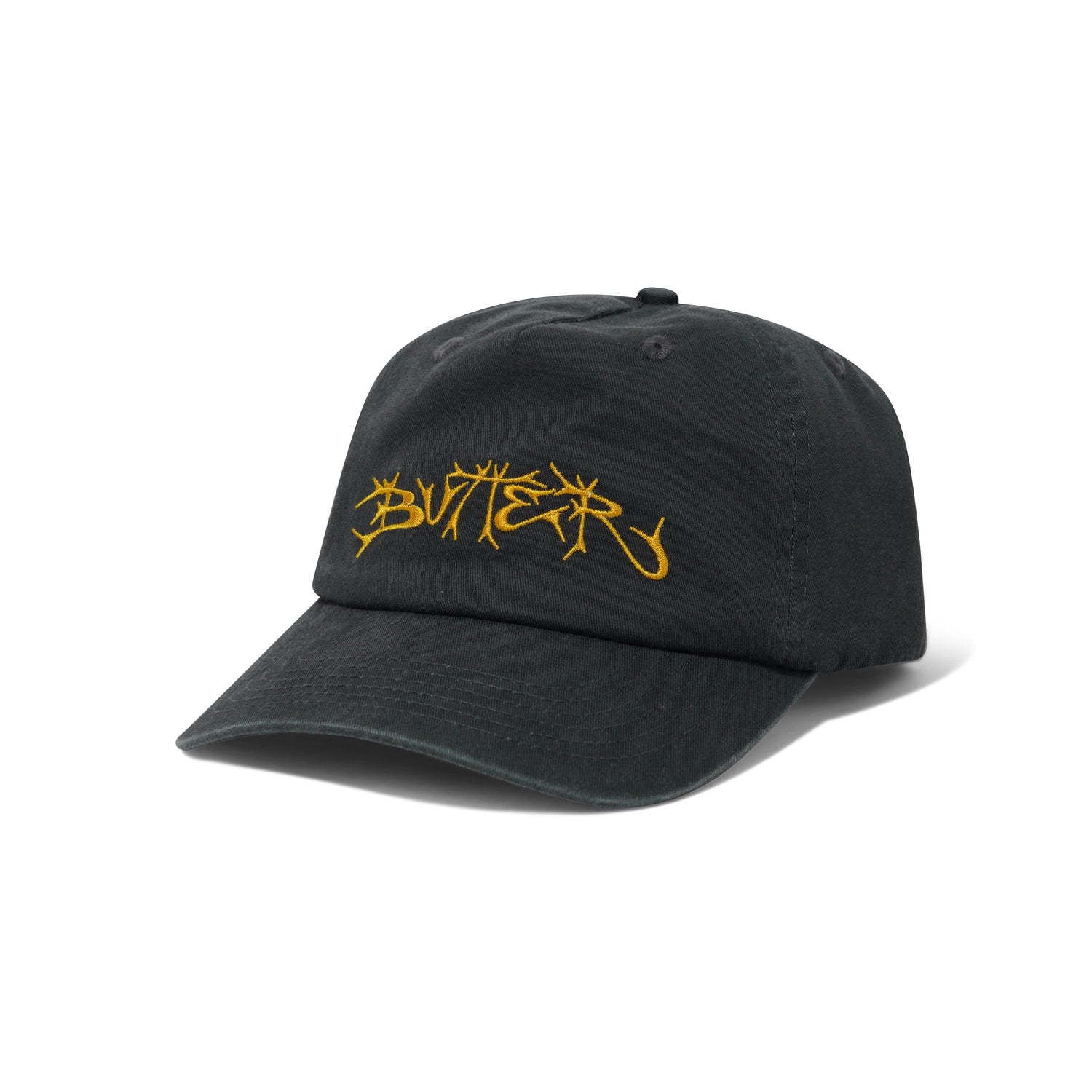 Scrawling 5 Panel Cap, Washed Black