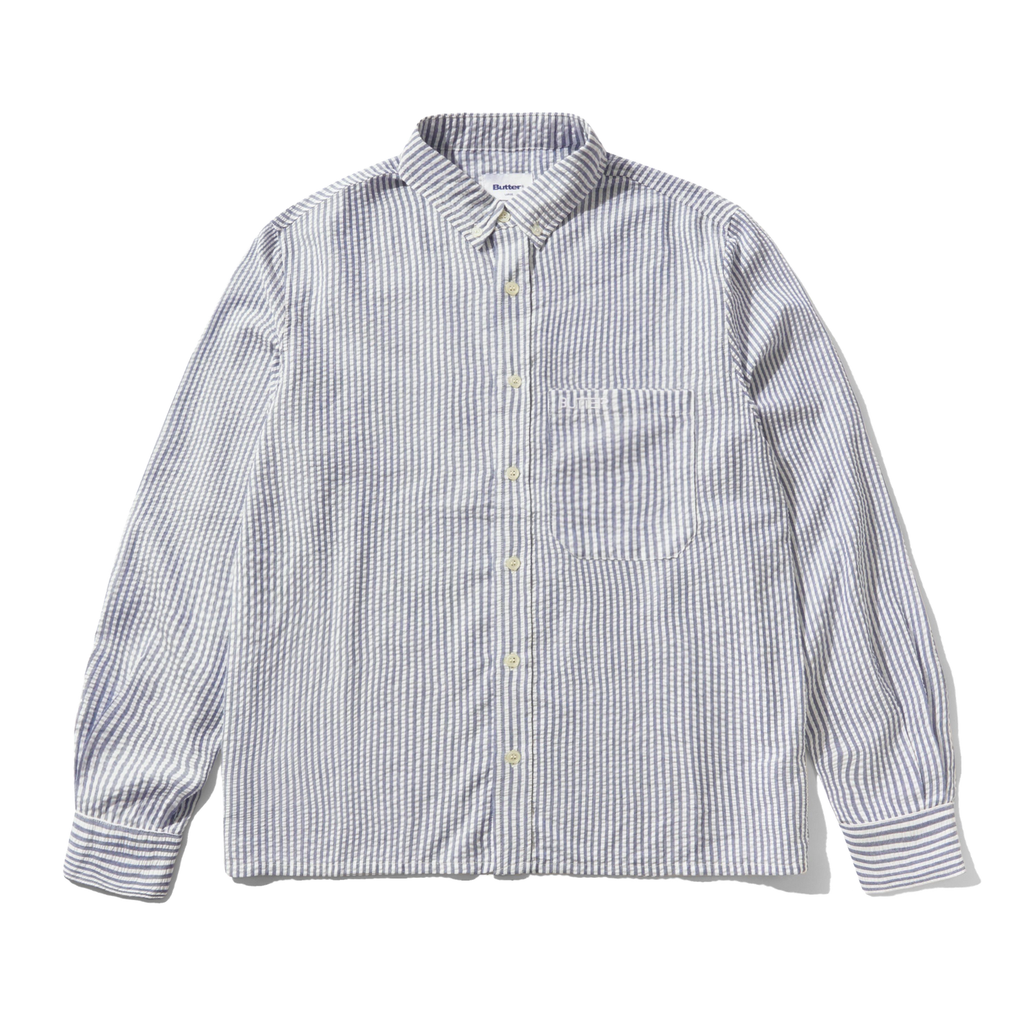 Seersucker Striped Shirt, Navy