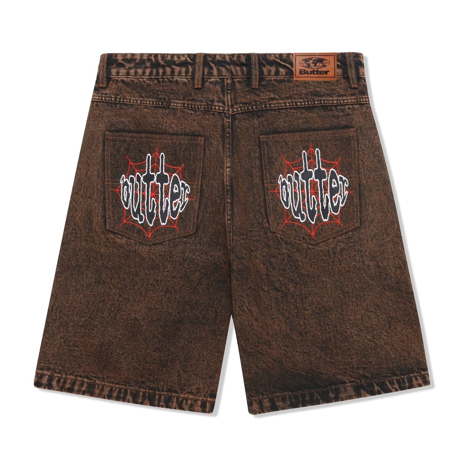 Spider Denim Shorts, Acid Brown