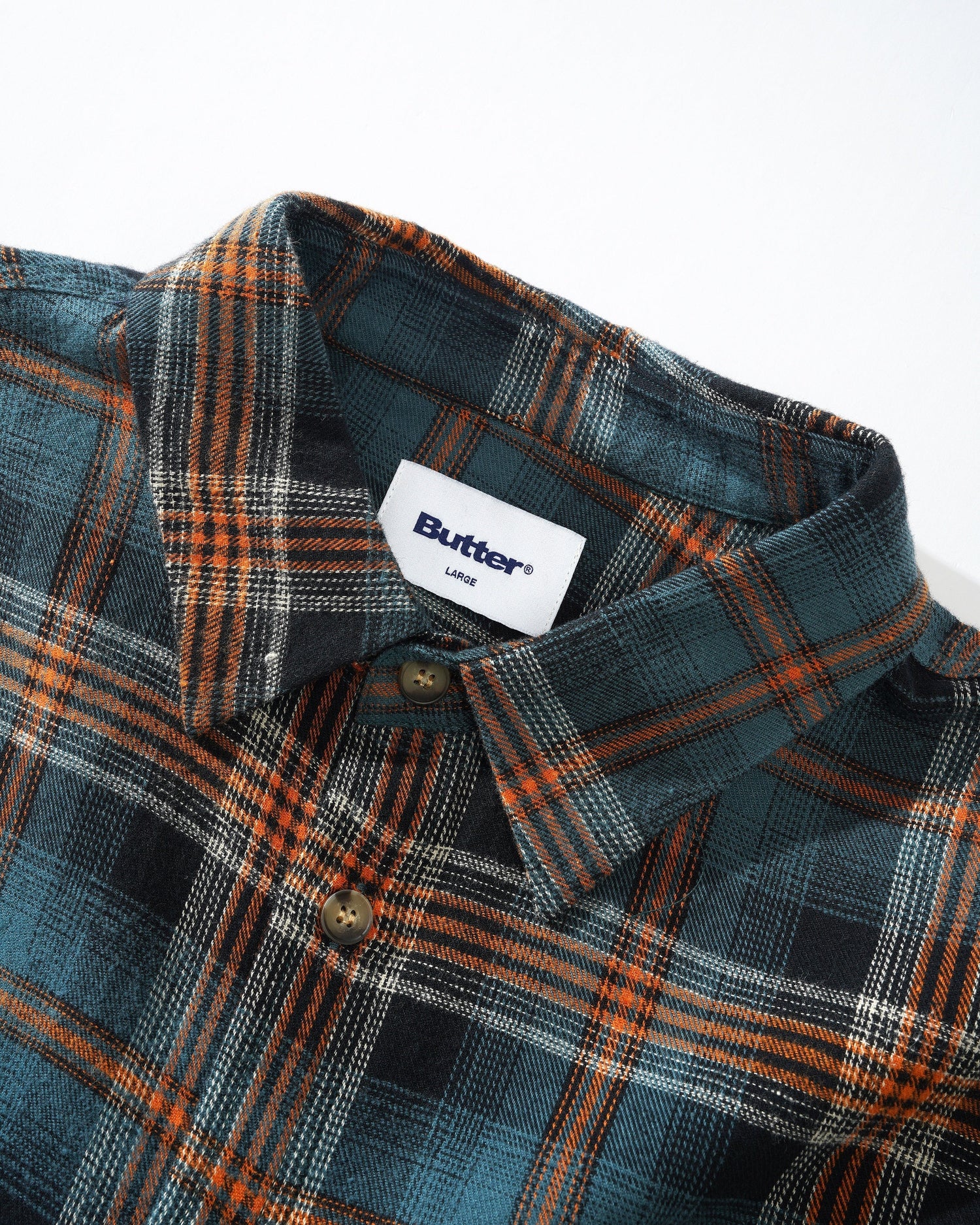 Swirl Plaid Shirt, Blue / Orange