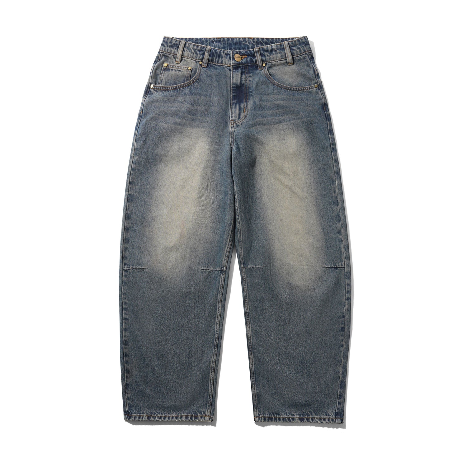 Wide Cut Denim Jeans, Dirty Wash Indigo