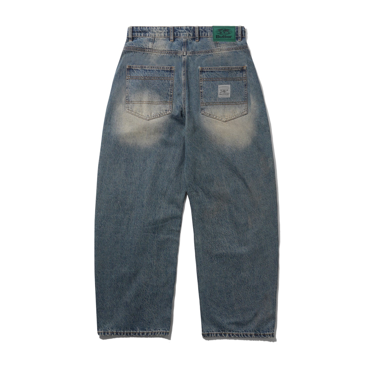 Wide Cut Denim Jeans, Dirty Wash Indigo