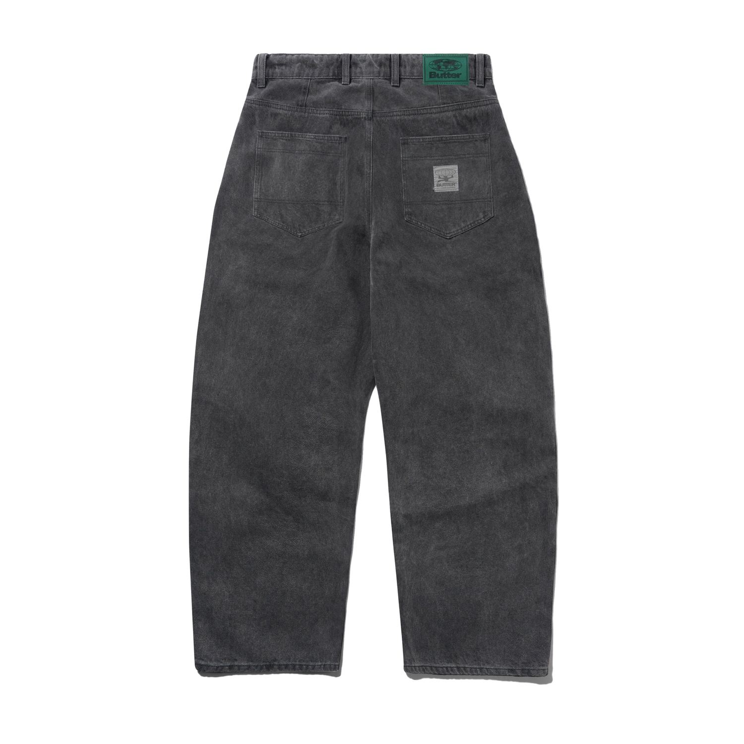 Wide Cut Denim Jeans, Rinsed Black